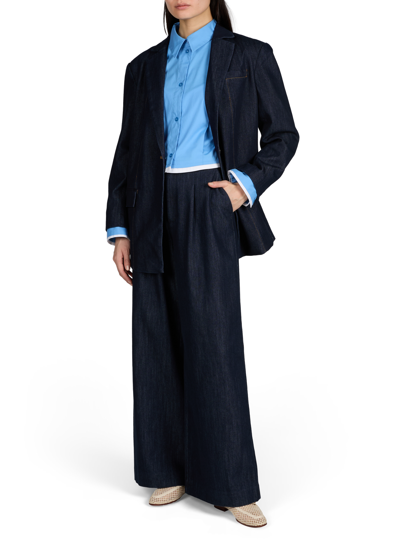 Pantalon large GZelli en coton mélangé GESTUZ Bleu