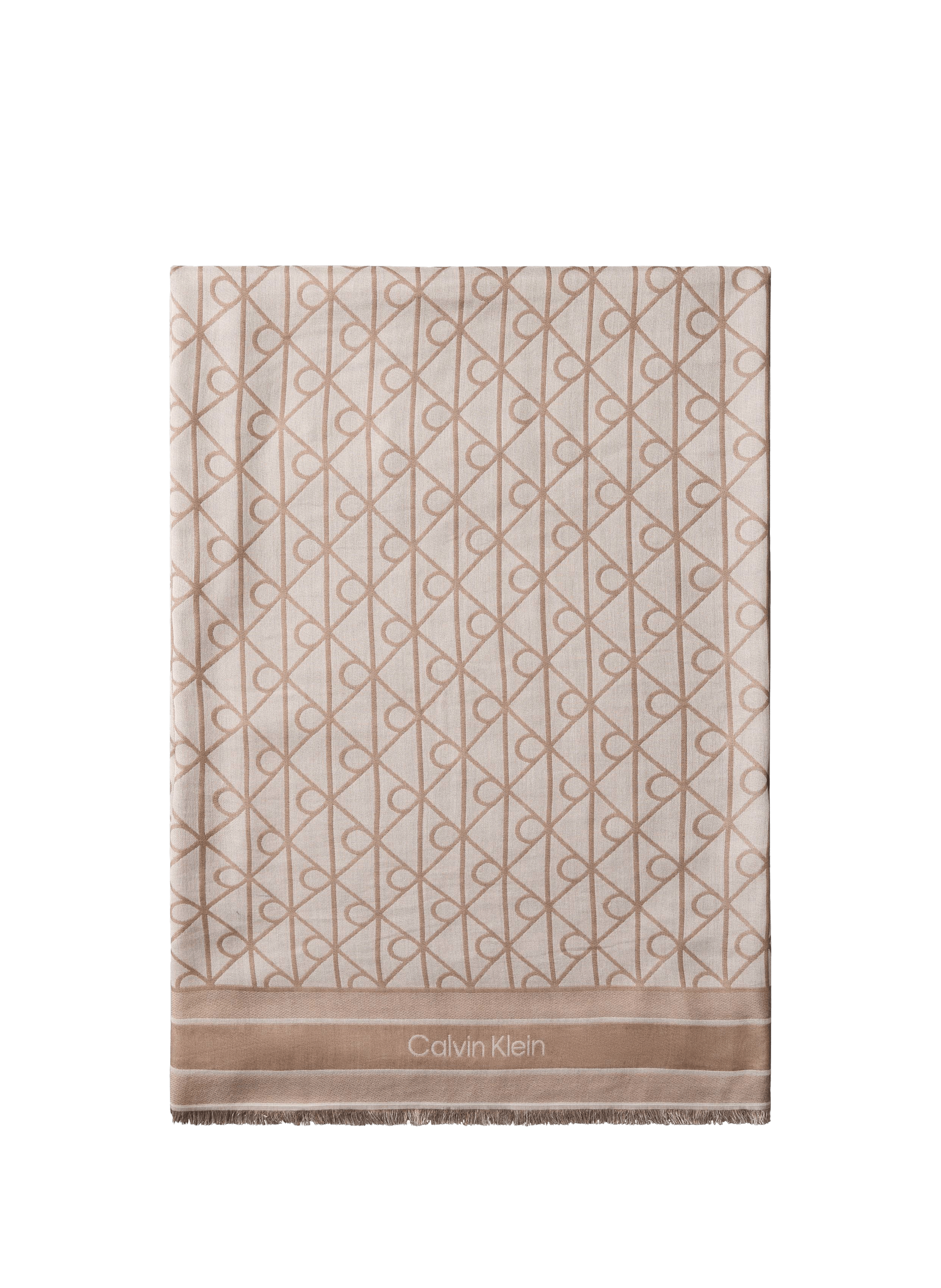 Foulard à motifs bords effilochés CALVIN KLEIN Beige