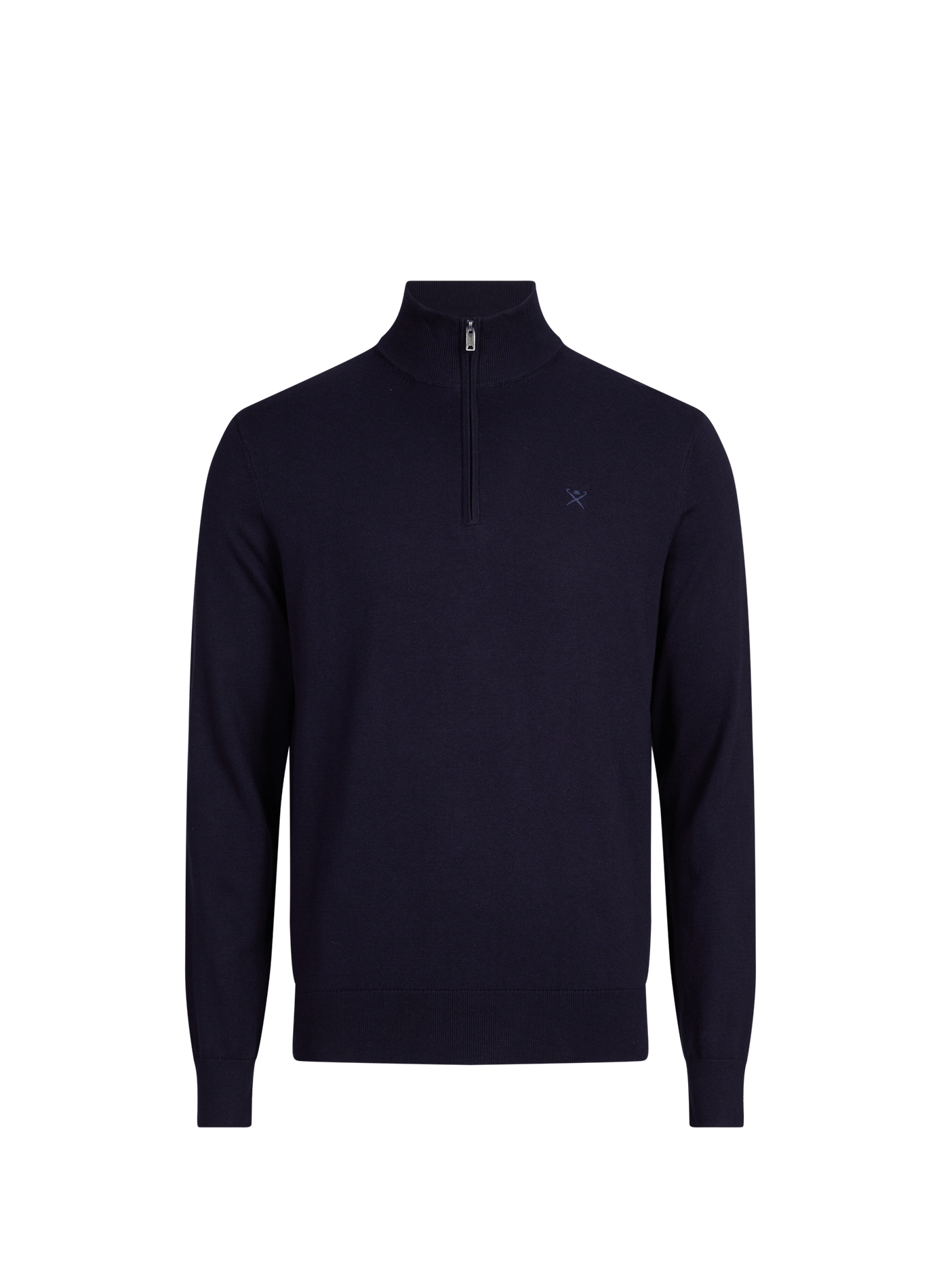 Pull col zippé en coton et soie HACKETT Blue