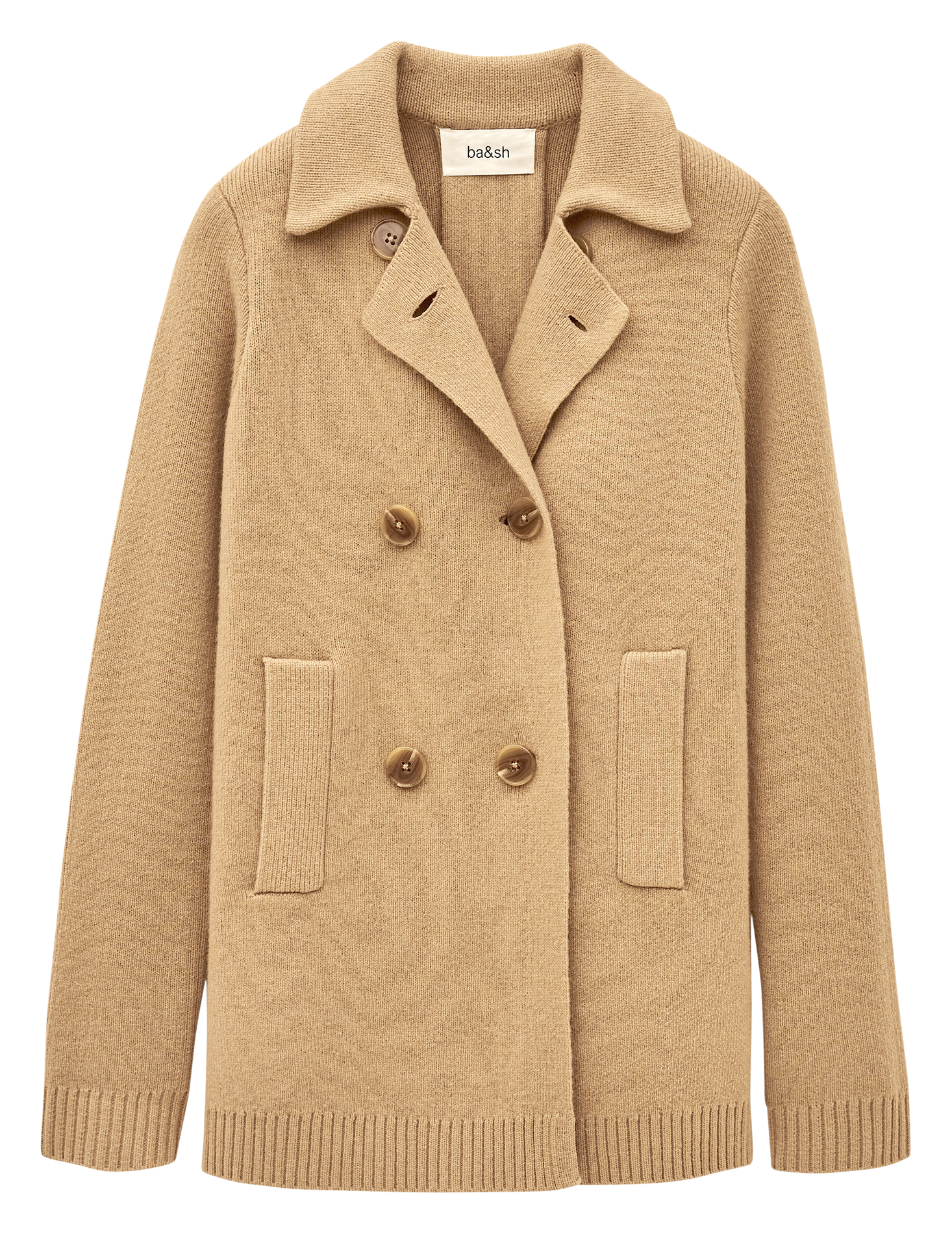 Manteau boutonné en laine mélangée vesta BA&SH Marron