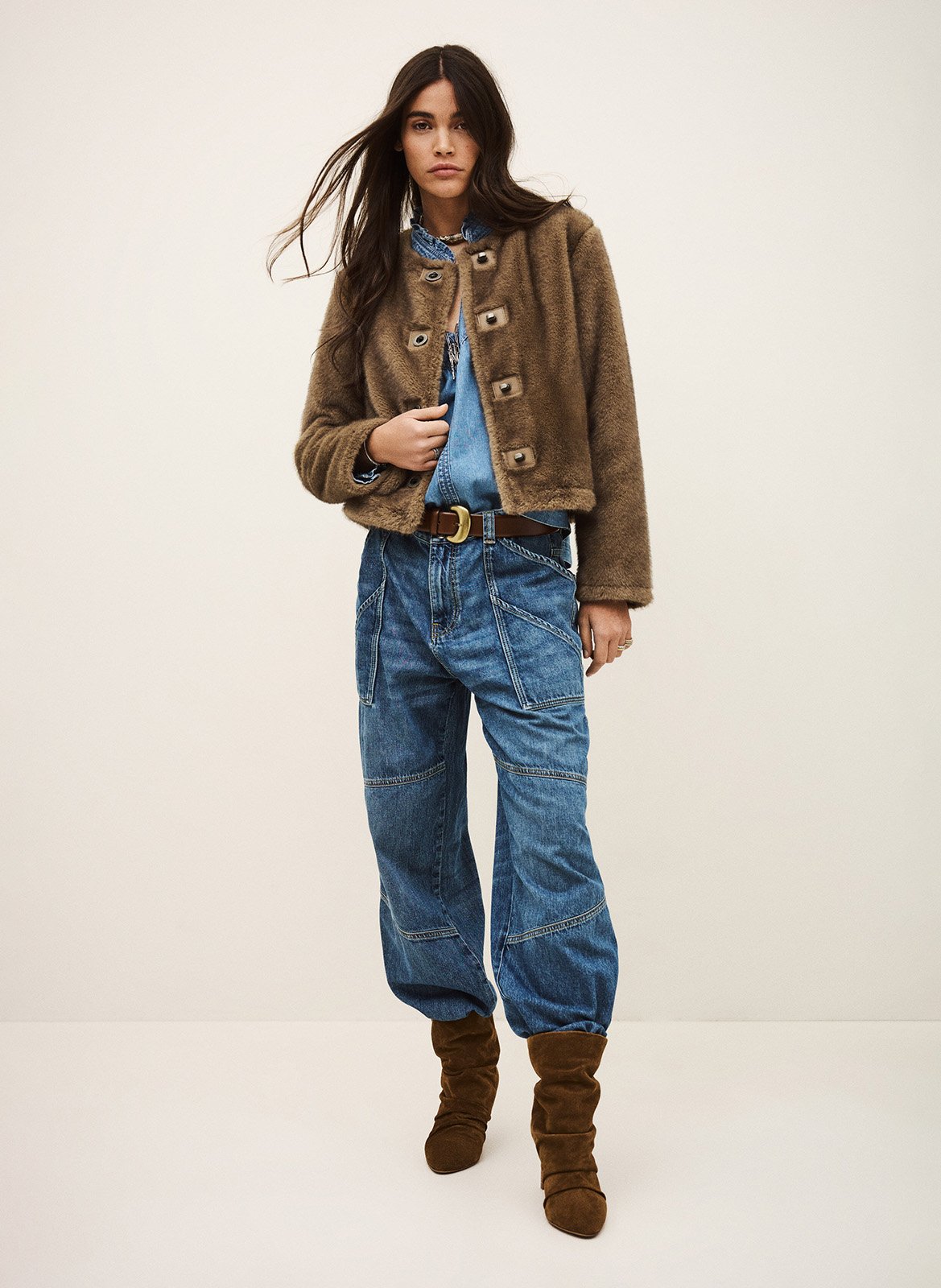 Manteau col rond basil BA&SH Marron