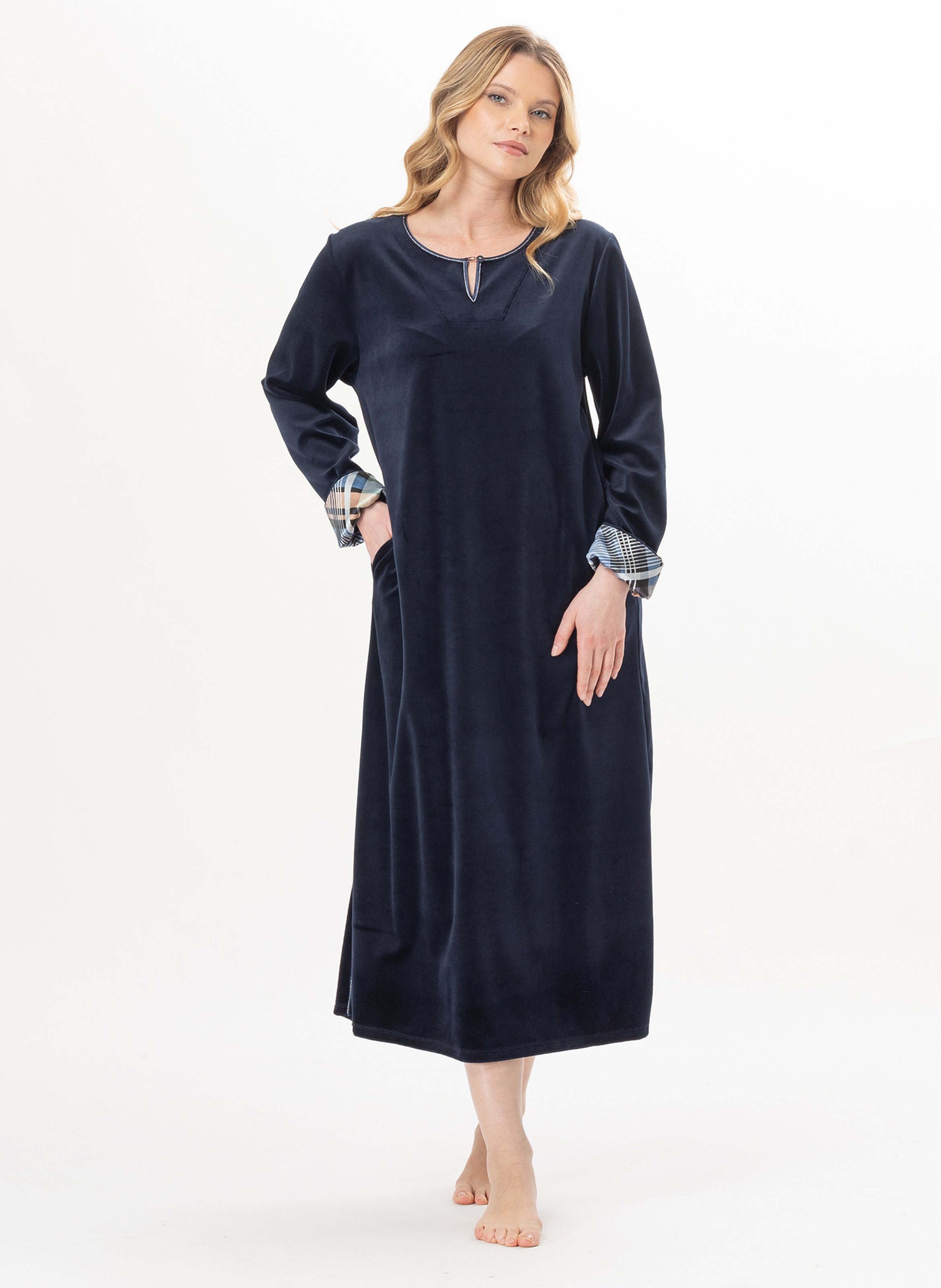 Robe longue en velours bradley 141 LE CHAT Bleu