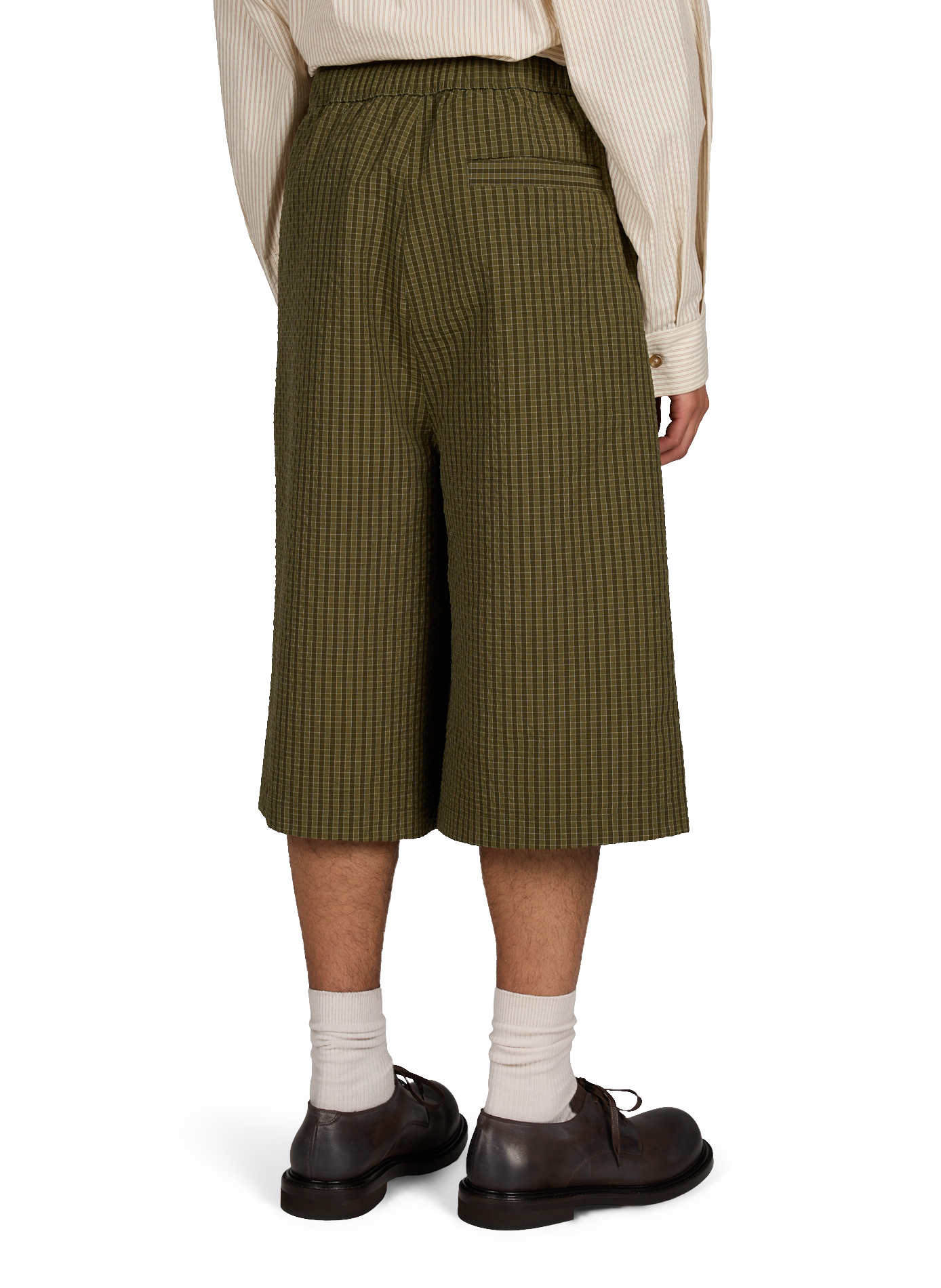 Wide printed asymmetrical Bermuda shorts MERELY MADE Green