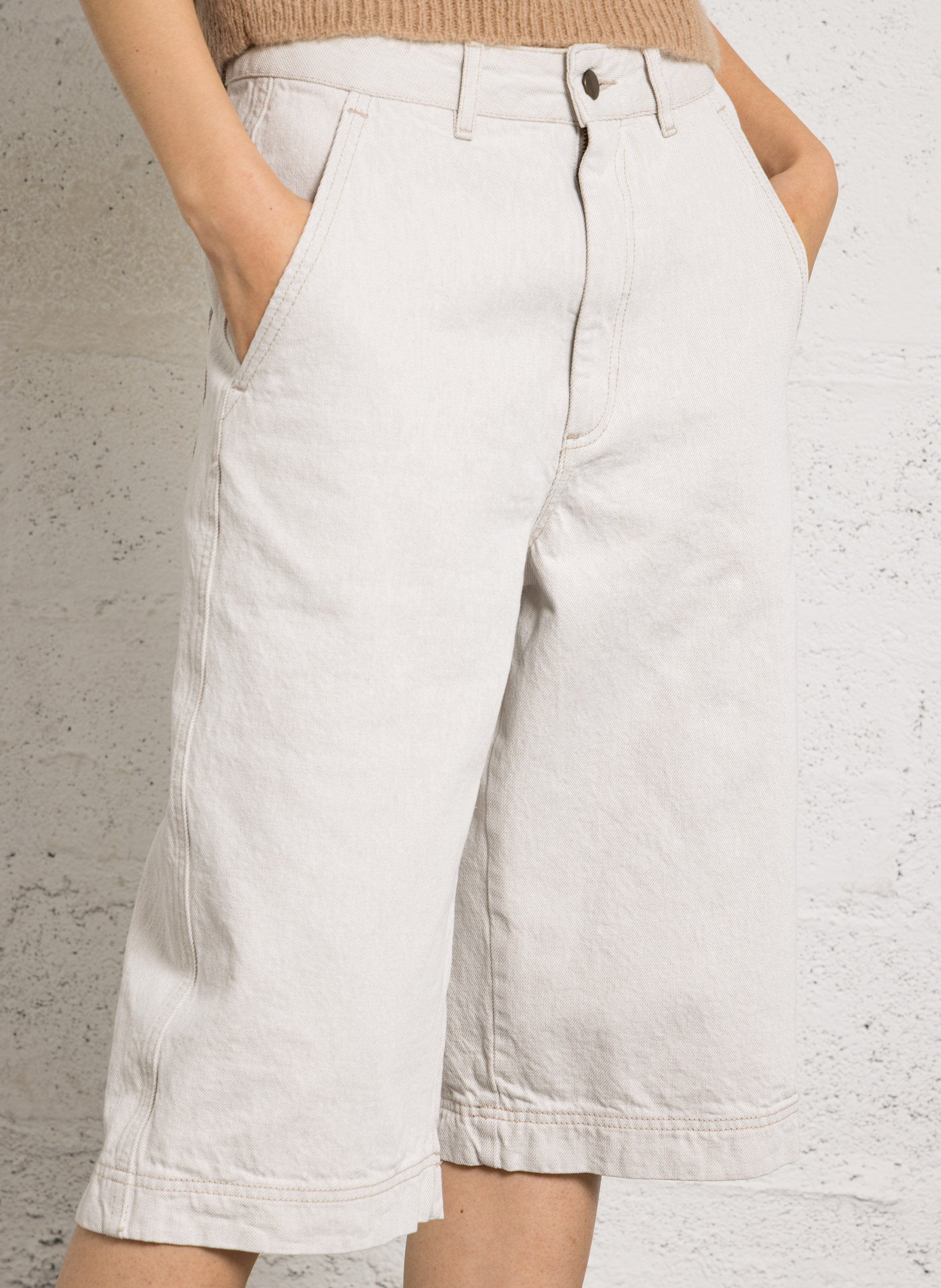 Bermuda large en coton bio francis SOEUR Beige