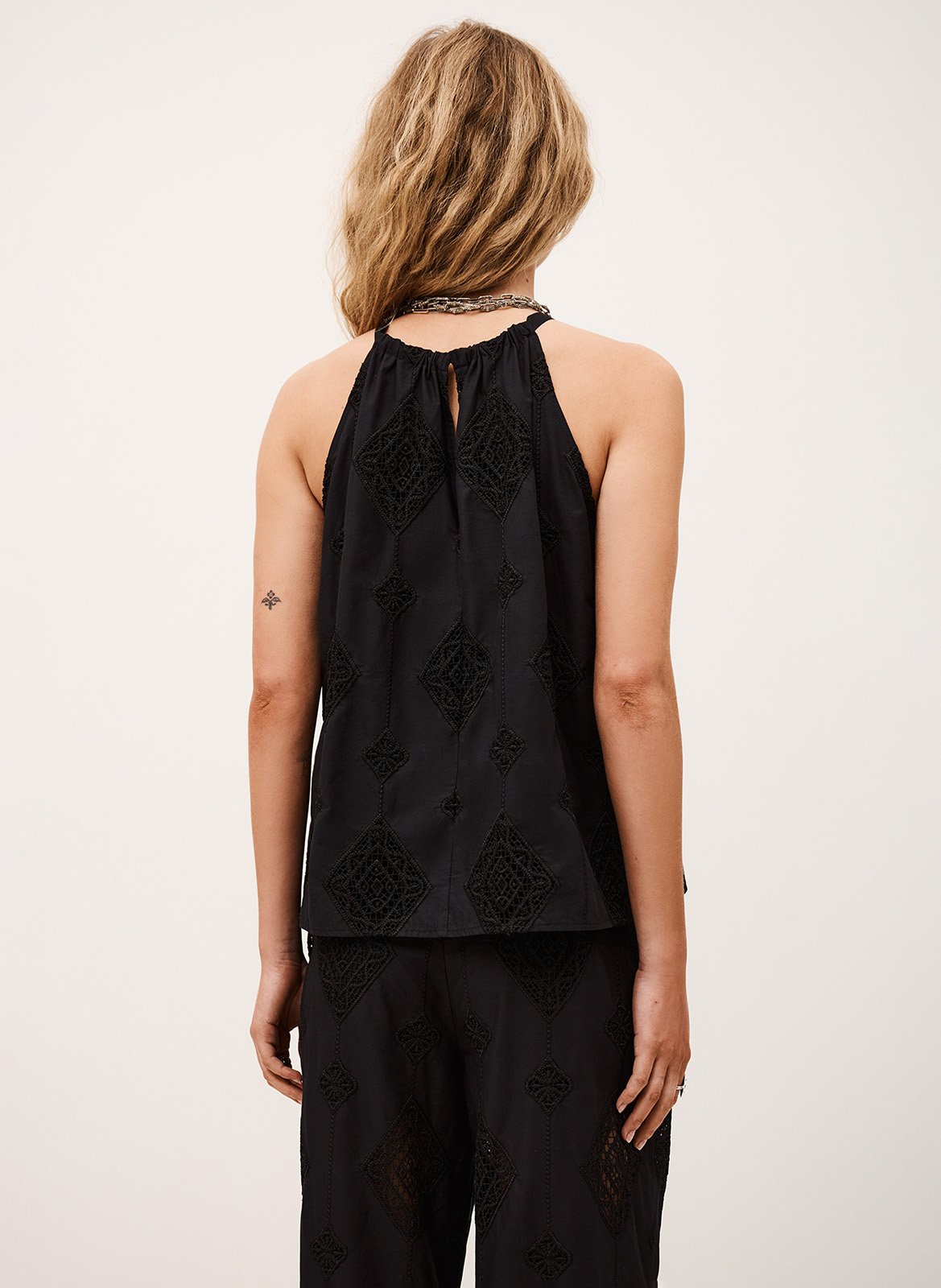 Top col rond en coton mélangé maxi BA&SH Noir