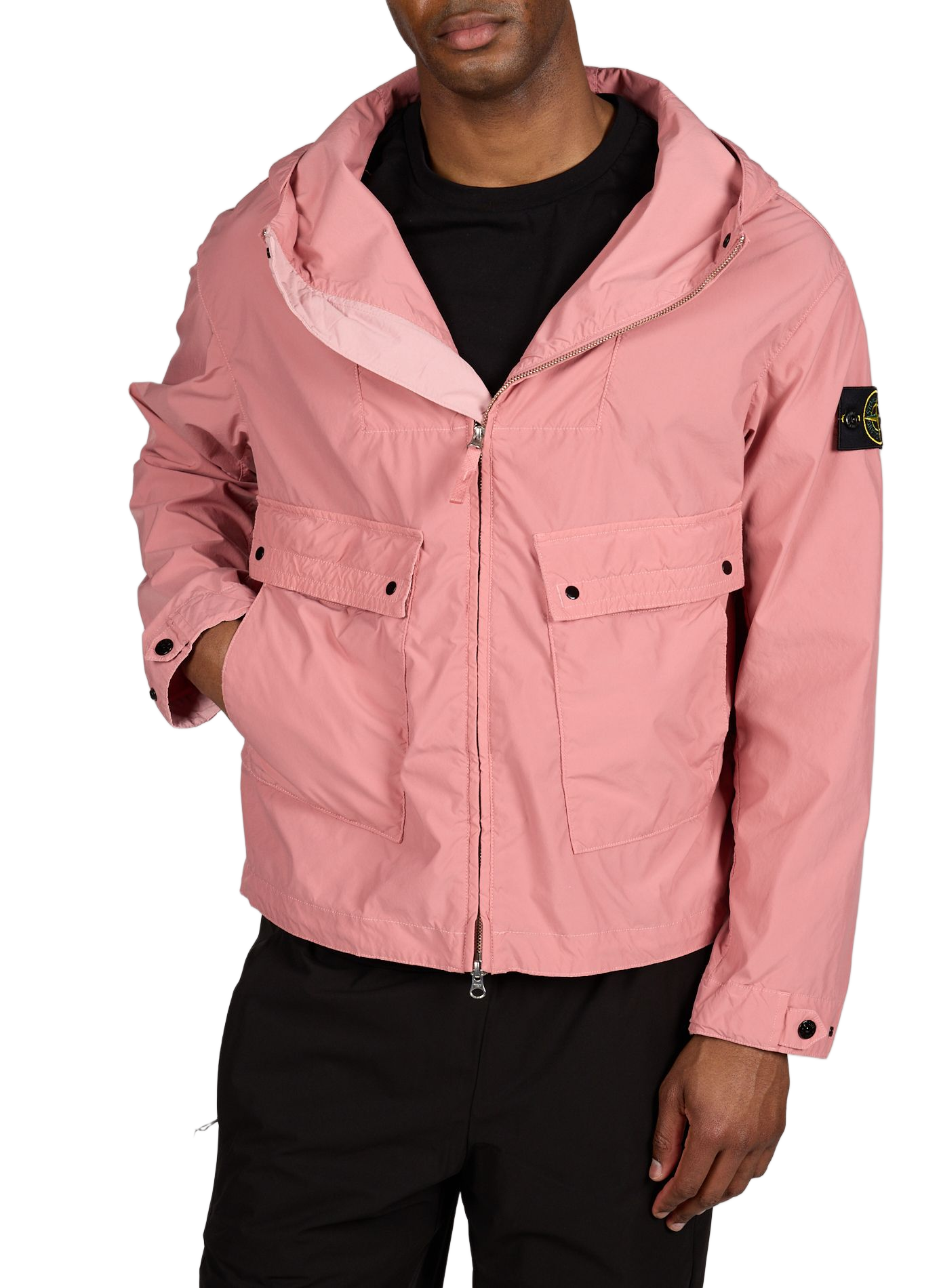 Veste unie à capuche STONE ISLAND Rose