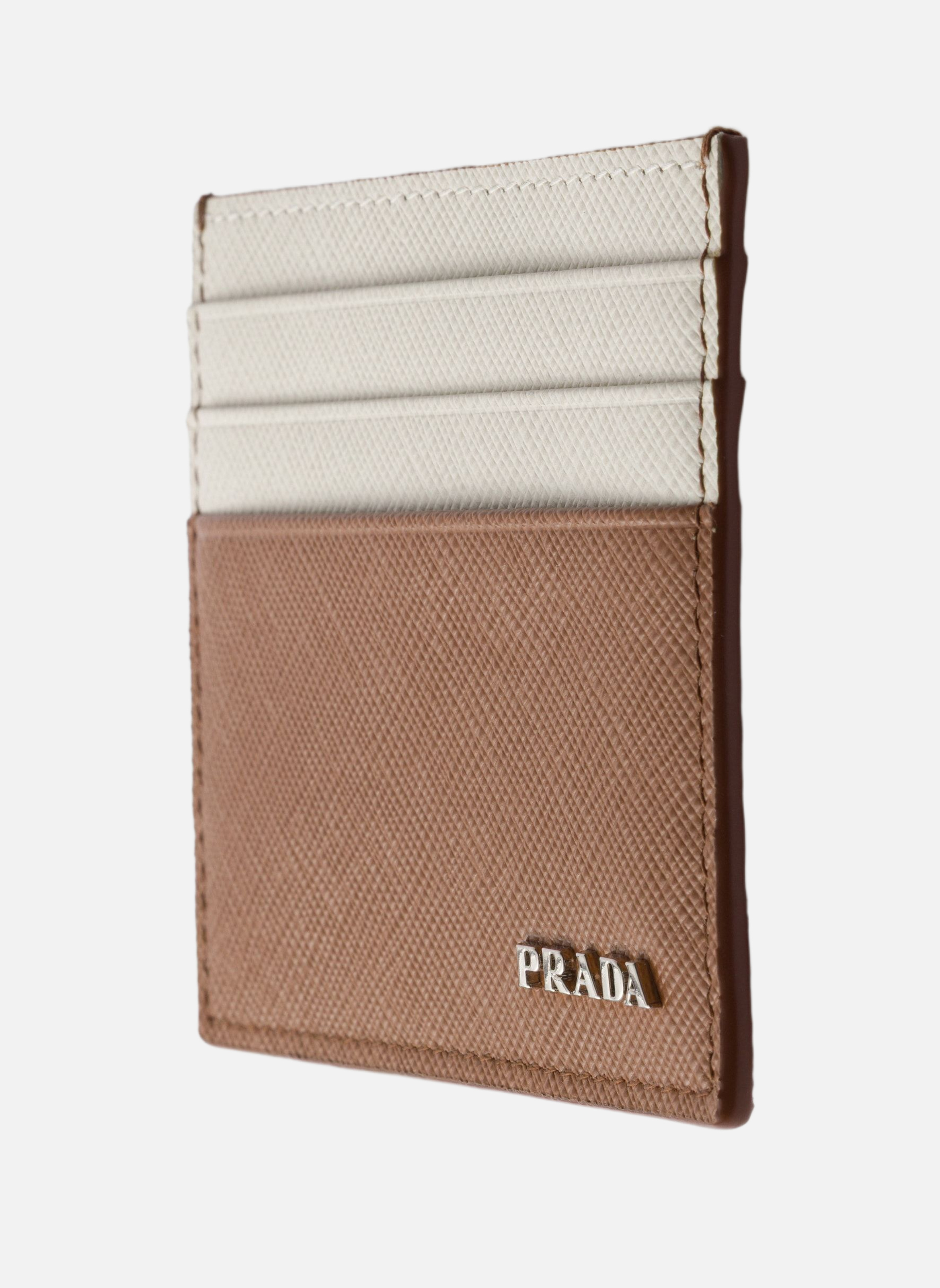 Porte-cartes en cuir saffiano PRADA Marron