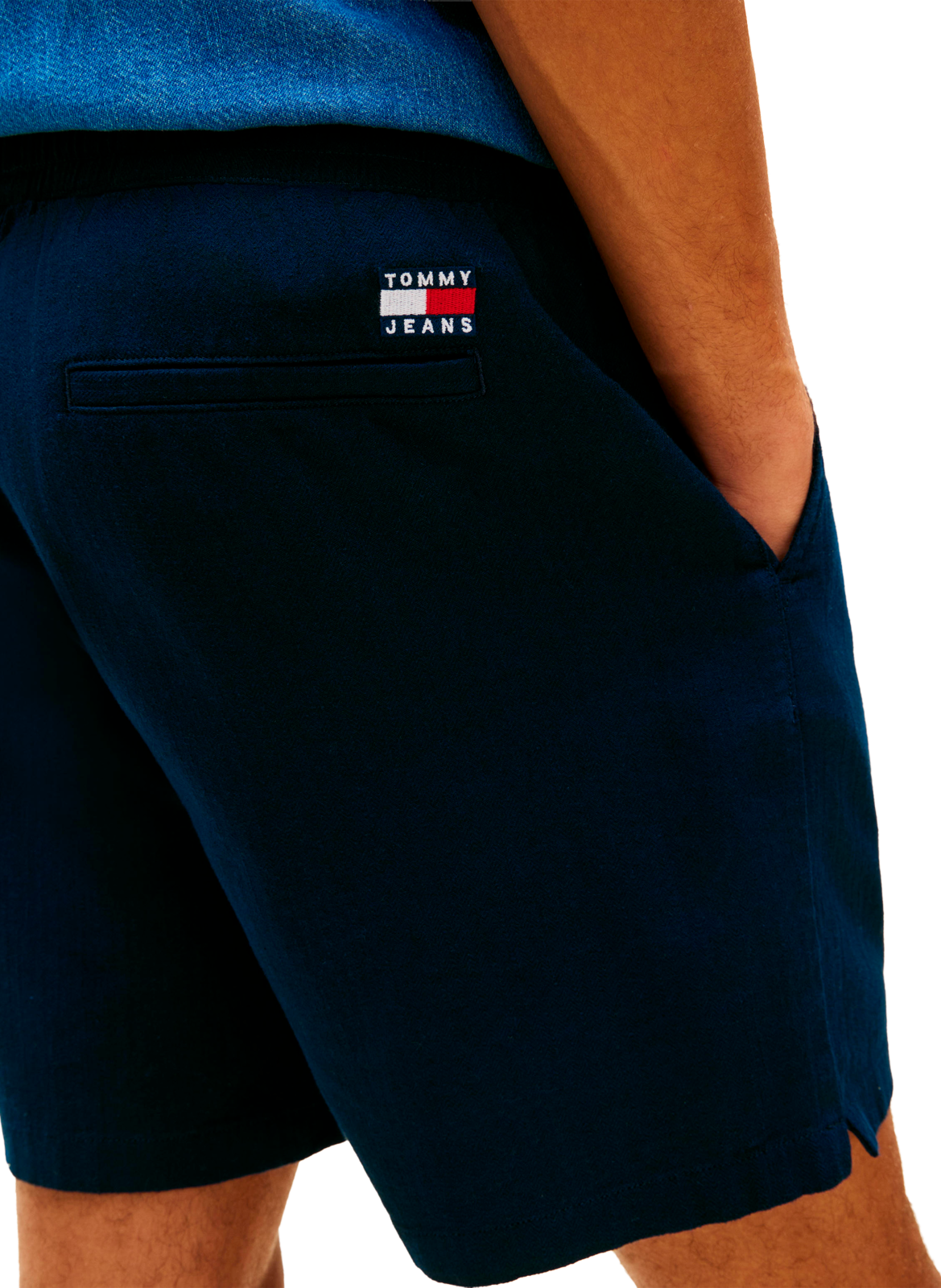 Short with logo in cotton and linen TOMMY HILFIGER Blue