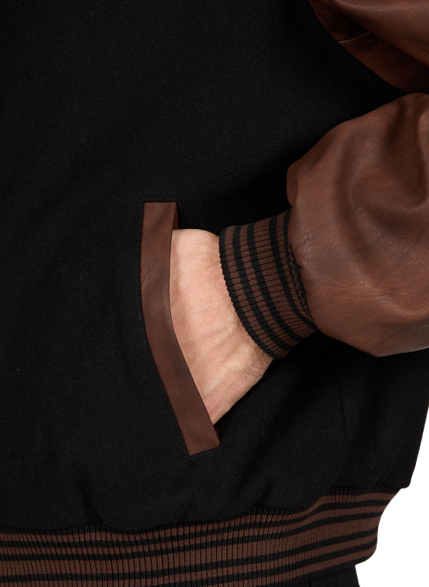 Bombers bi-matière en laine mélangée REPRESENT Noir