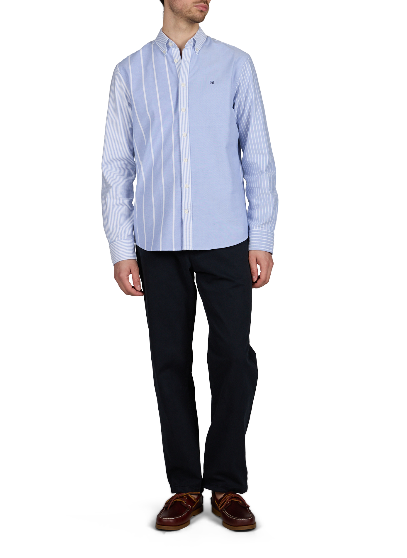 Chemise droite patchwork en coton HACKETT Bleu