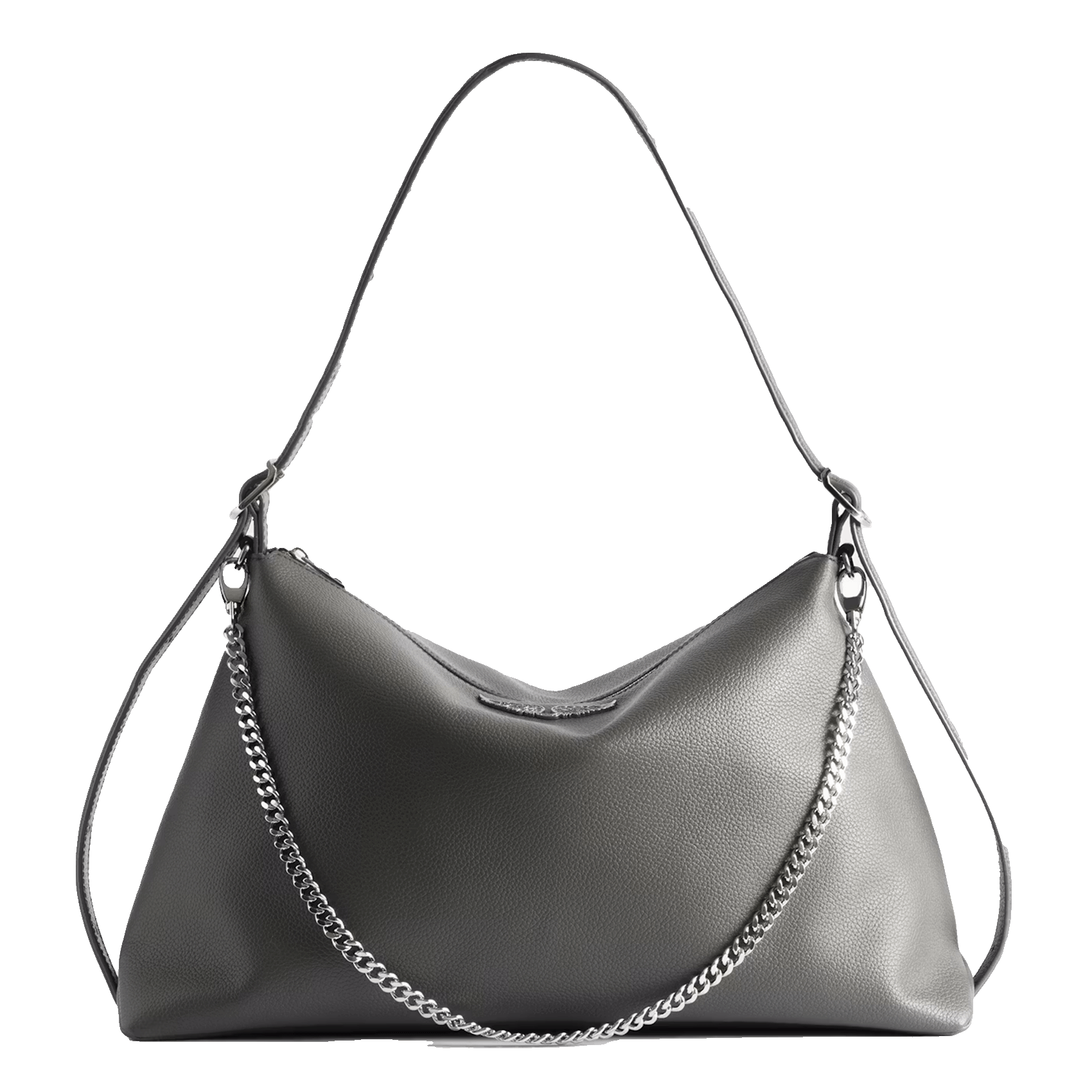 Sac porté épaule en cuir grainé jim ZADIG&VOLTAIRE Gris