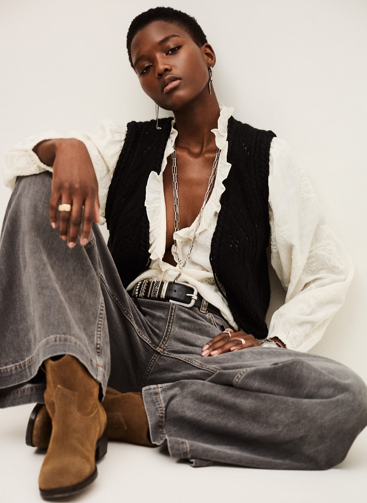 Jean large en coton yusc BA&SH Noir