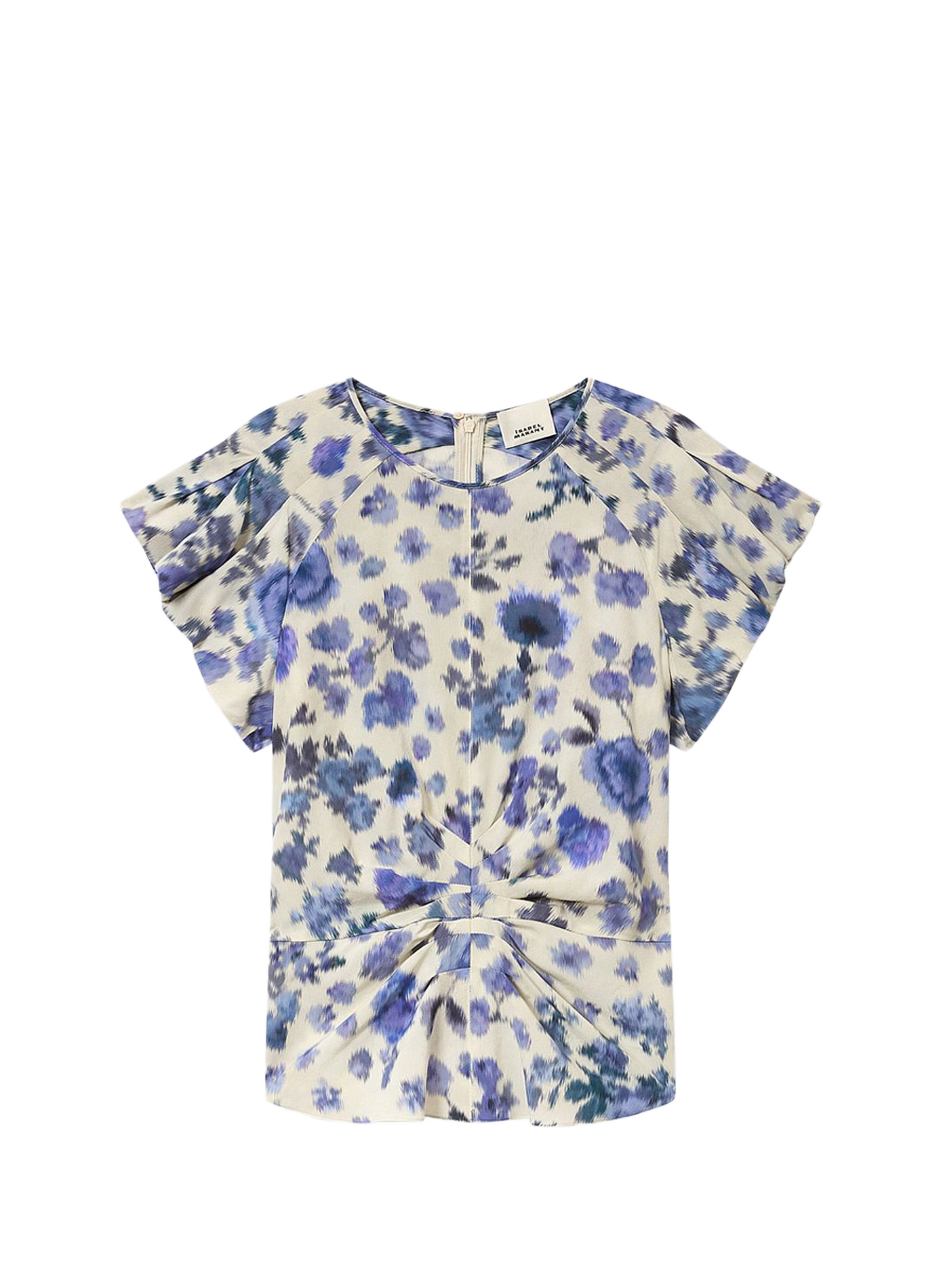 Draped printed stretch silk top ISABEL MARANT Blue