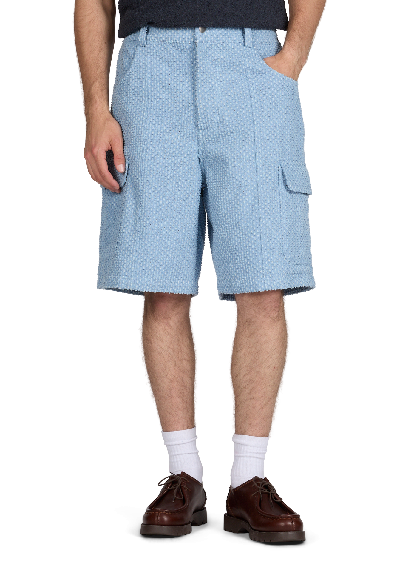 Textured ripped cotton shorts PAS UNE MARQUE Blue