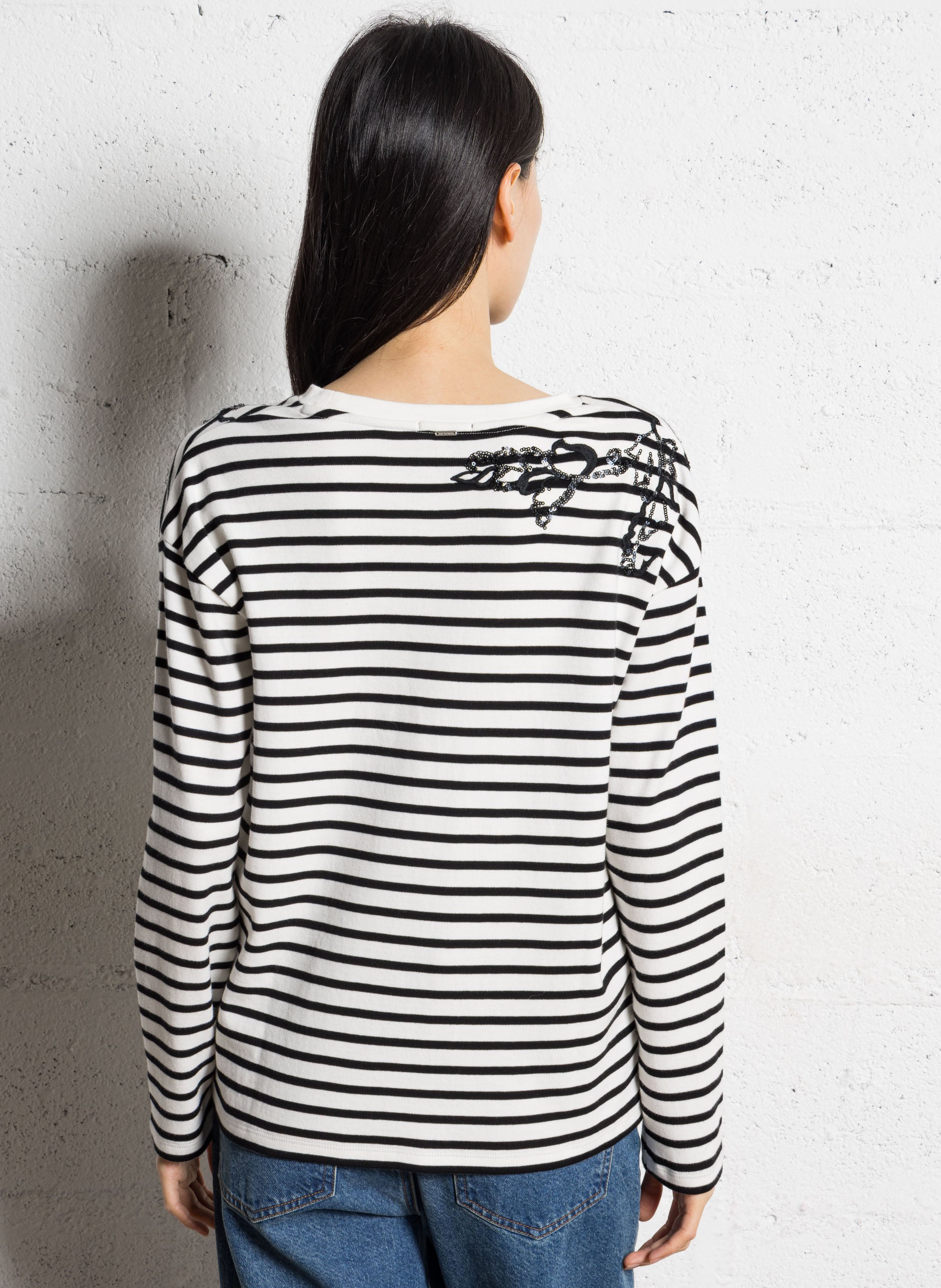 Tee-shirt ample col rond en coton IKKS Noir
