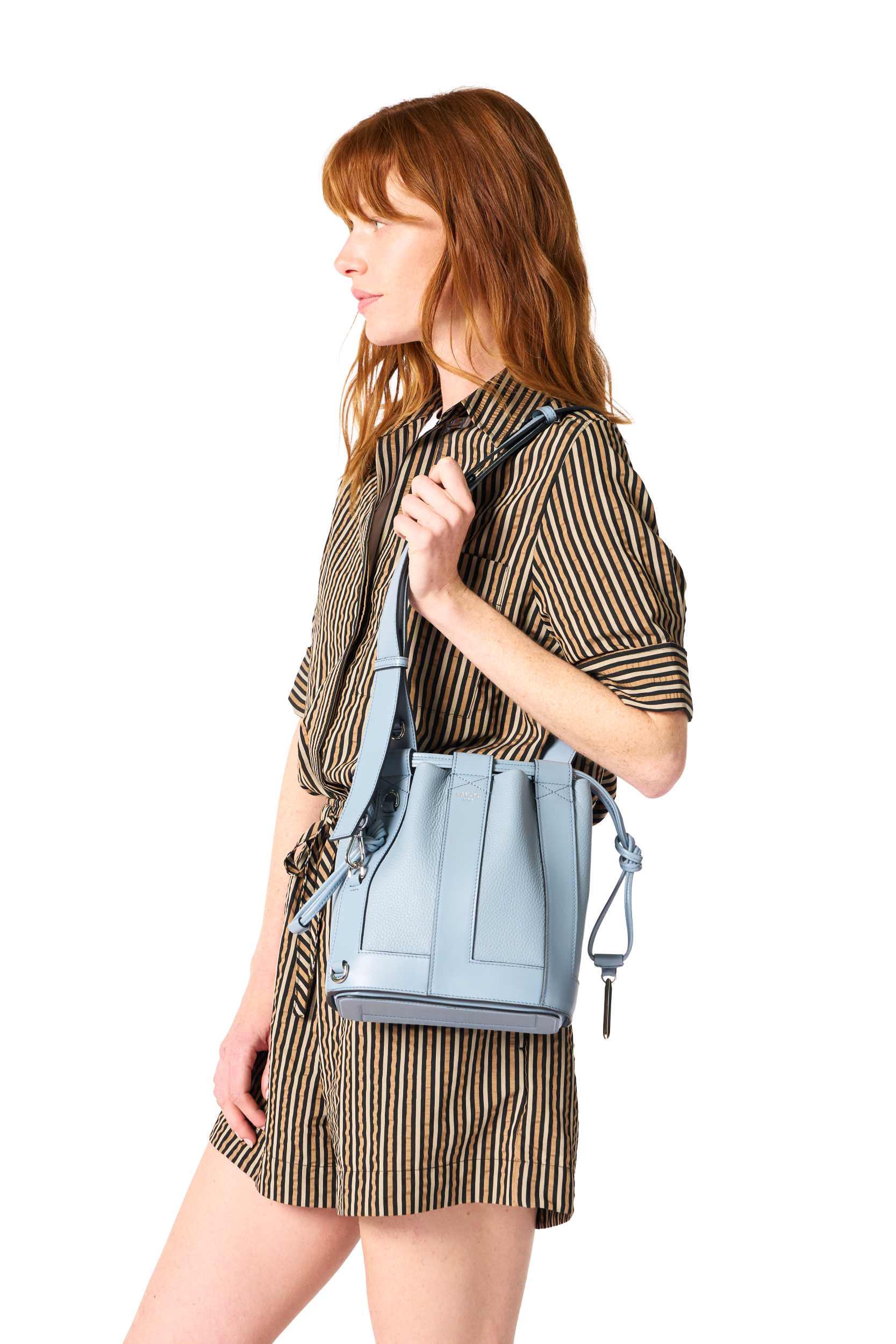 Sac seau Elles en cuir de vachette LANCEL Bleu