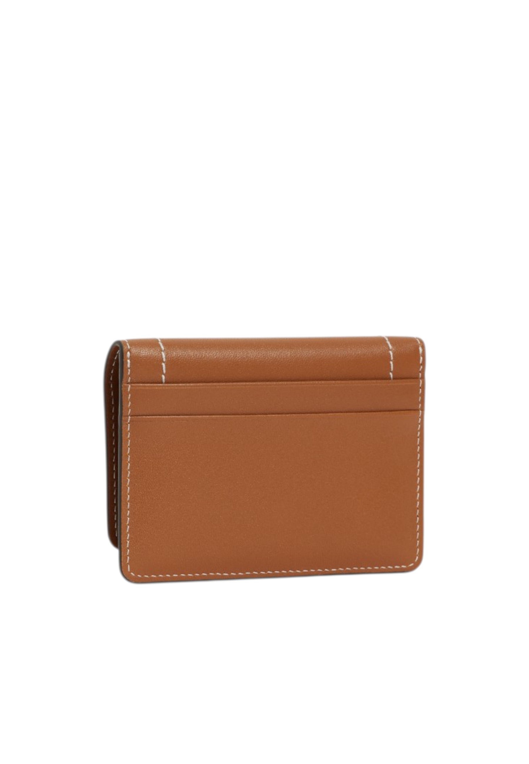 Petit porte cartes à rabat louison en cuir lisse LE TANNEUR Marron