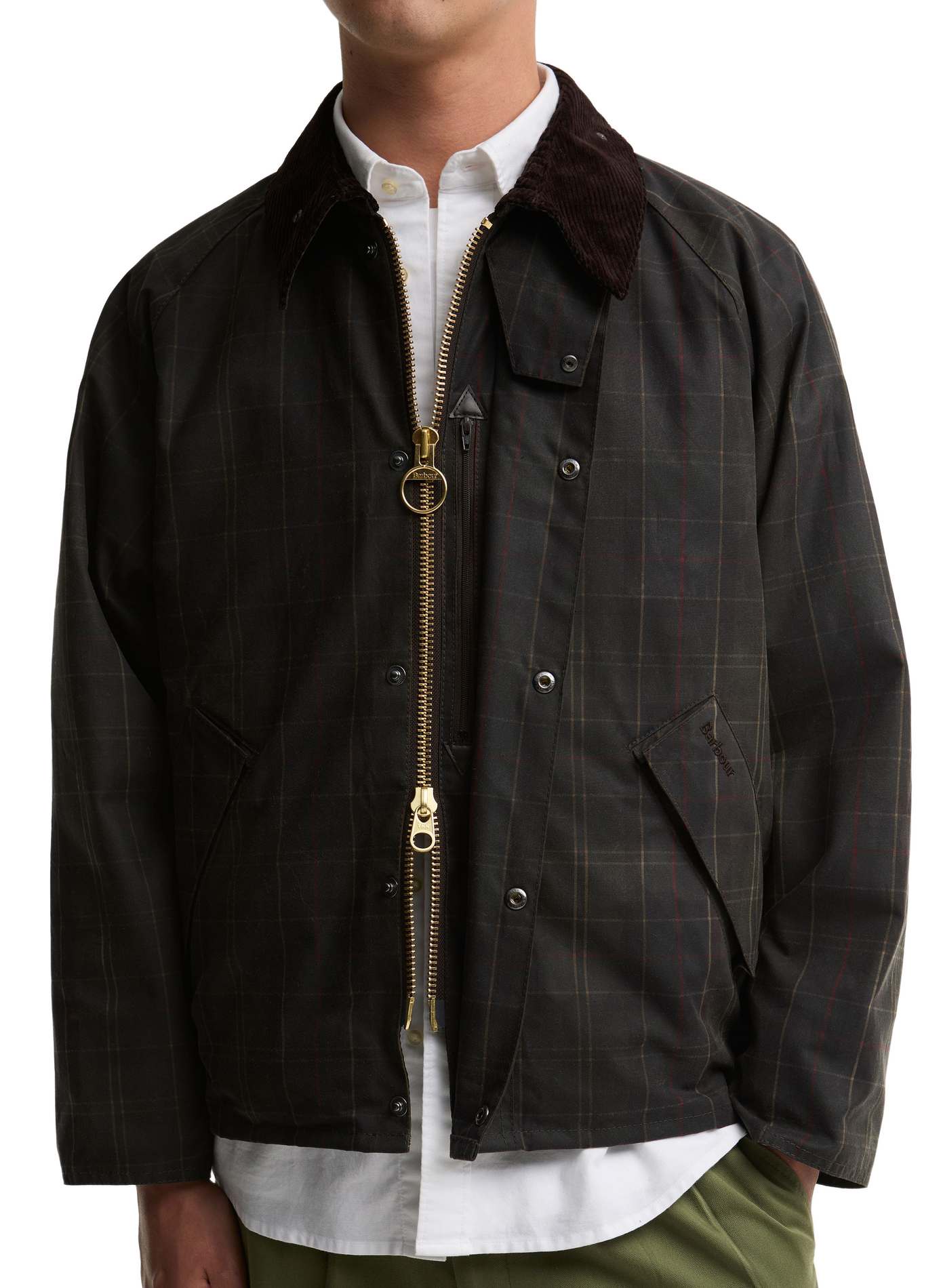 Straight jacket with contrasting collar in cotton BARBOUR Green