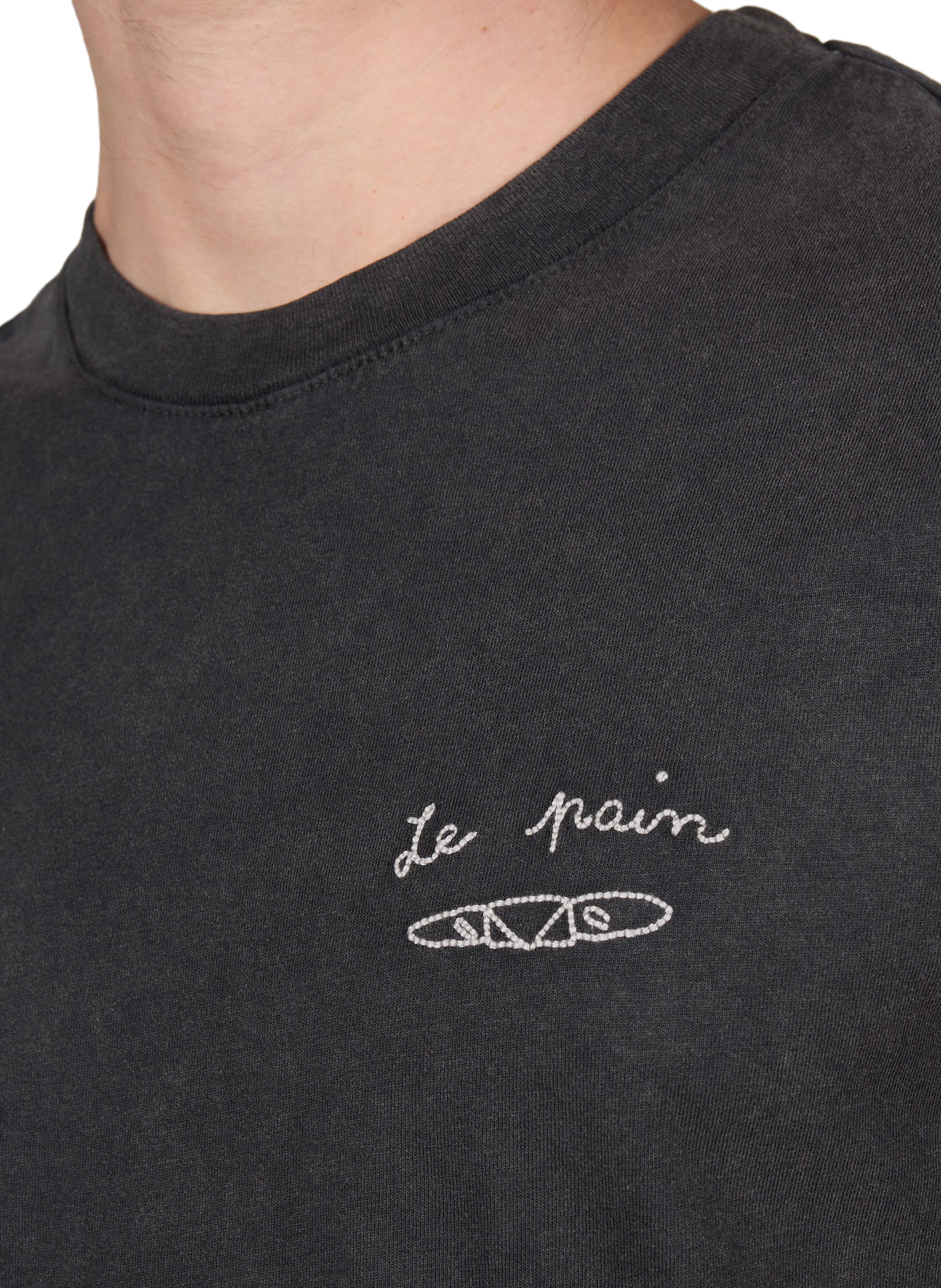 Tee-shirt uni à broderies MAISON LABICHE Noir