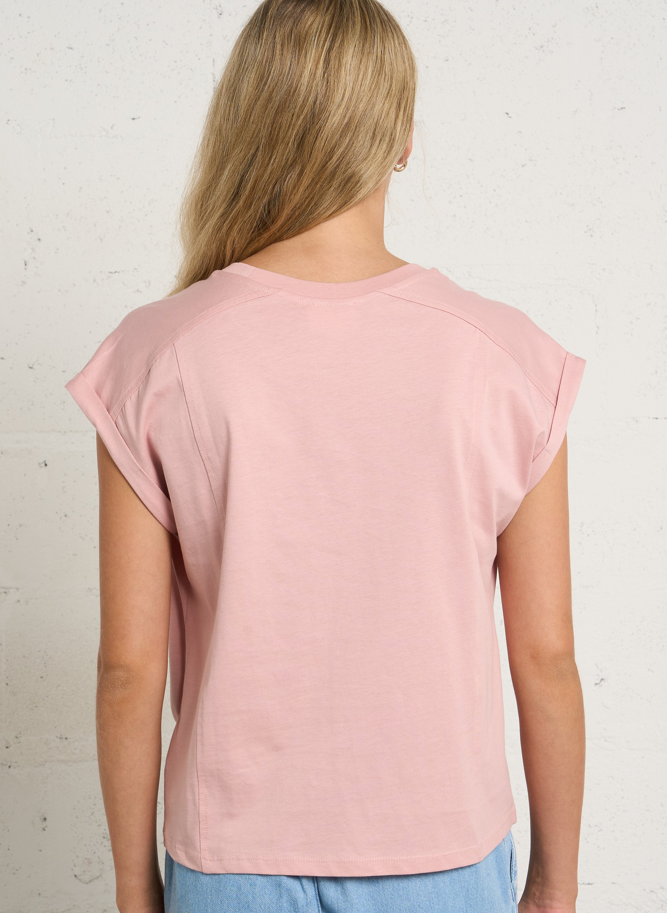 Tee-shirt ample col rond en coton timeo MAISON 123 Rose