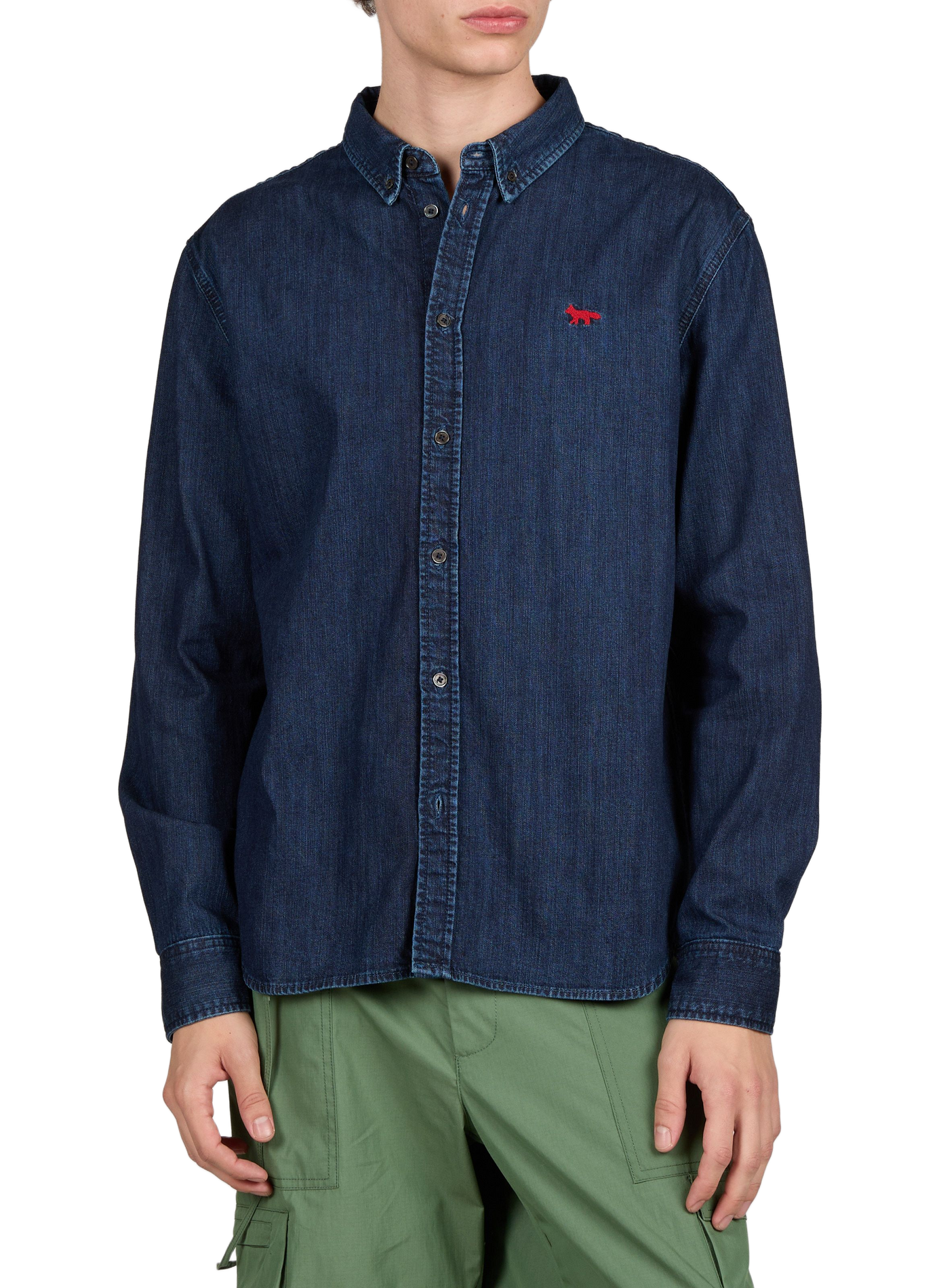 Straight denim shirt in cotton MAISON KITSUNÉ Blue