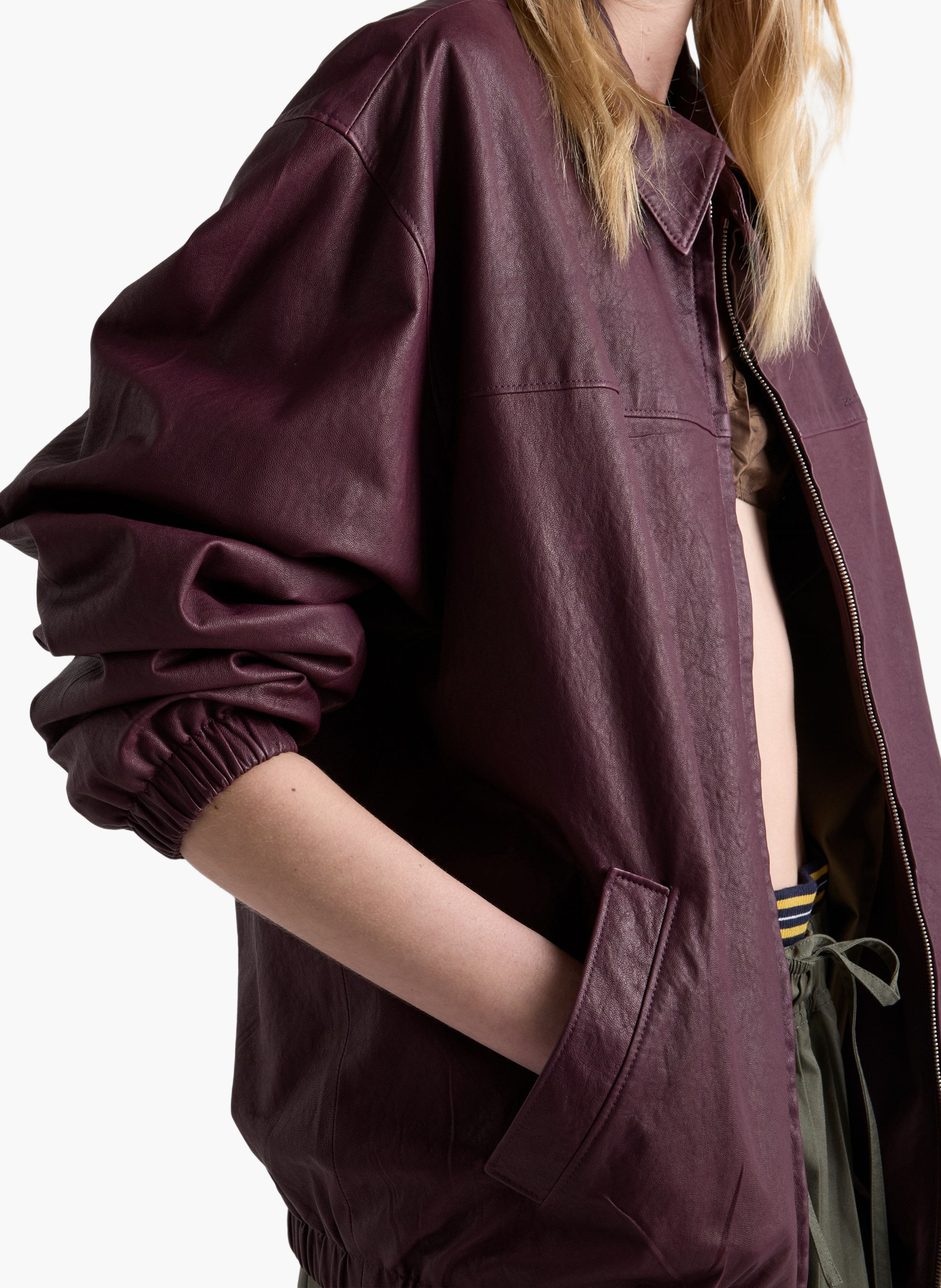 Veste en cuir nappa PRADA Violet