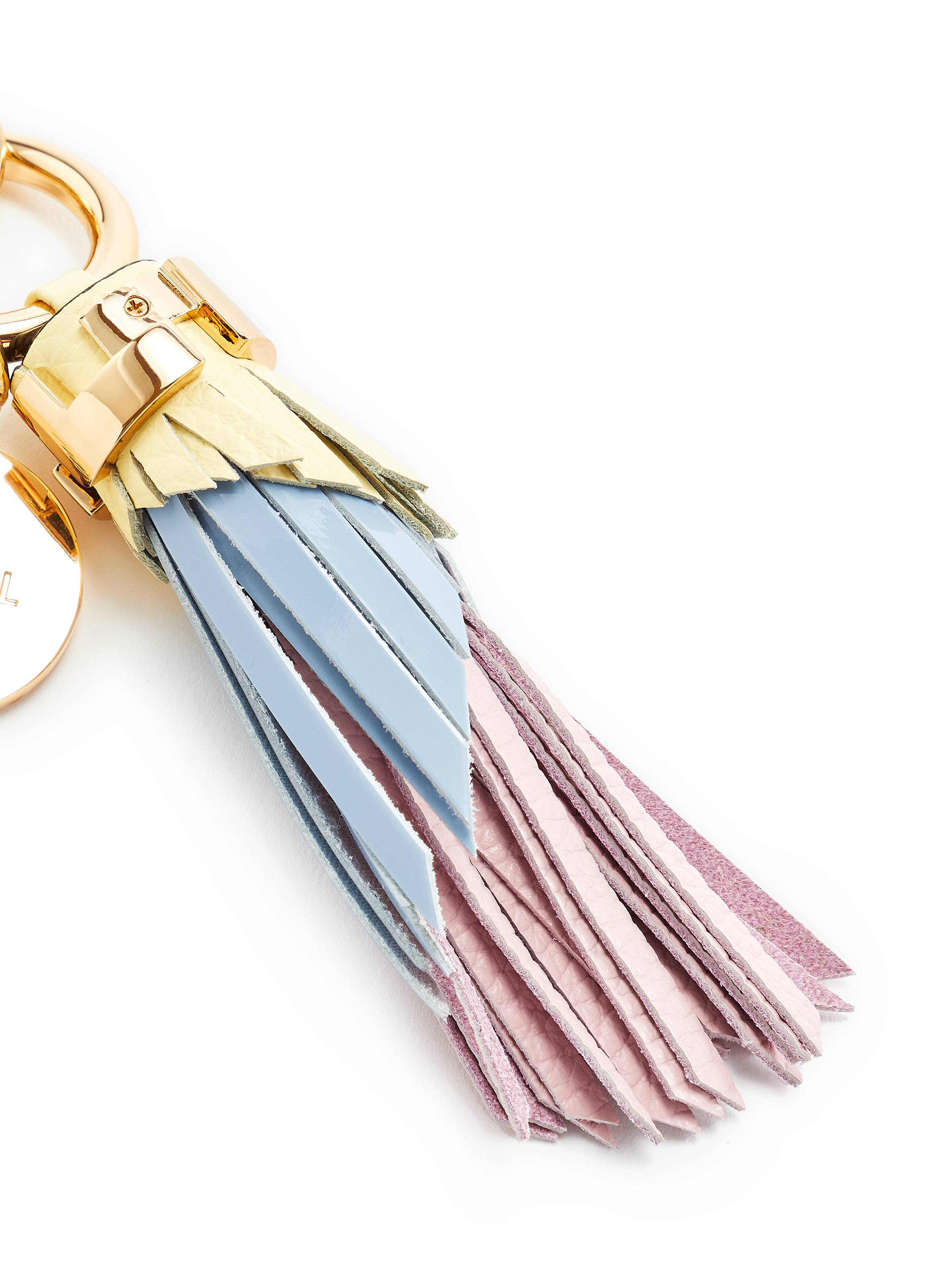 Porte-clé pompon Neo carré L en cuir