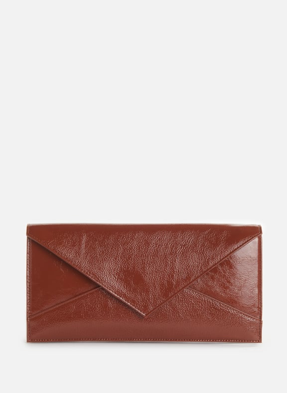 Patent leather clutch Brown by SAISON 1865 SAISON 1865 Patent leather clutch Brown