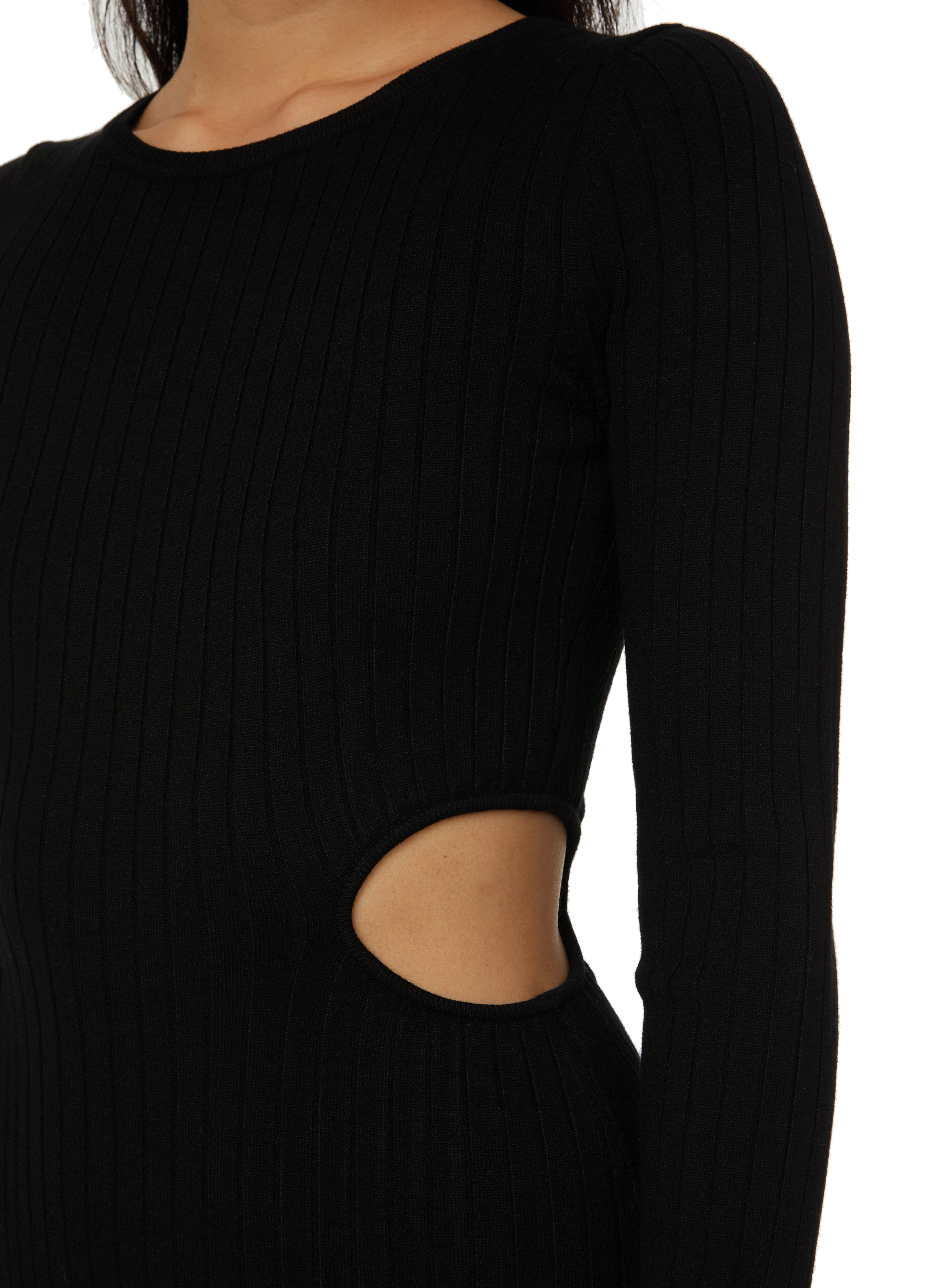 Robe midi en maille côtelée SAISON 1865 Noir