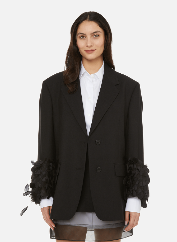 PRADA straight wool and feather jacket