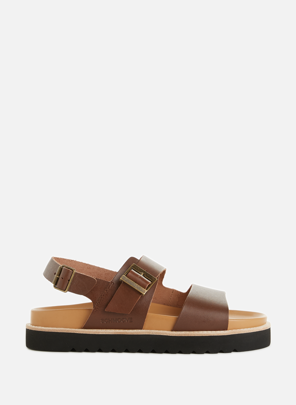 SCHMOOVE Oliva flat leather sandals  Brown