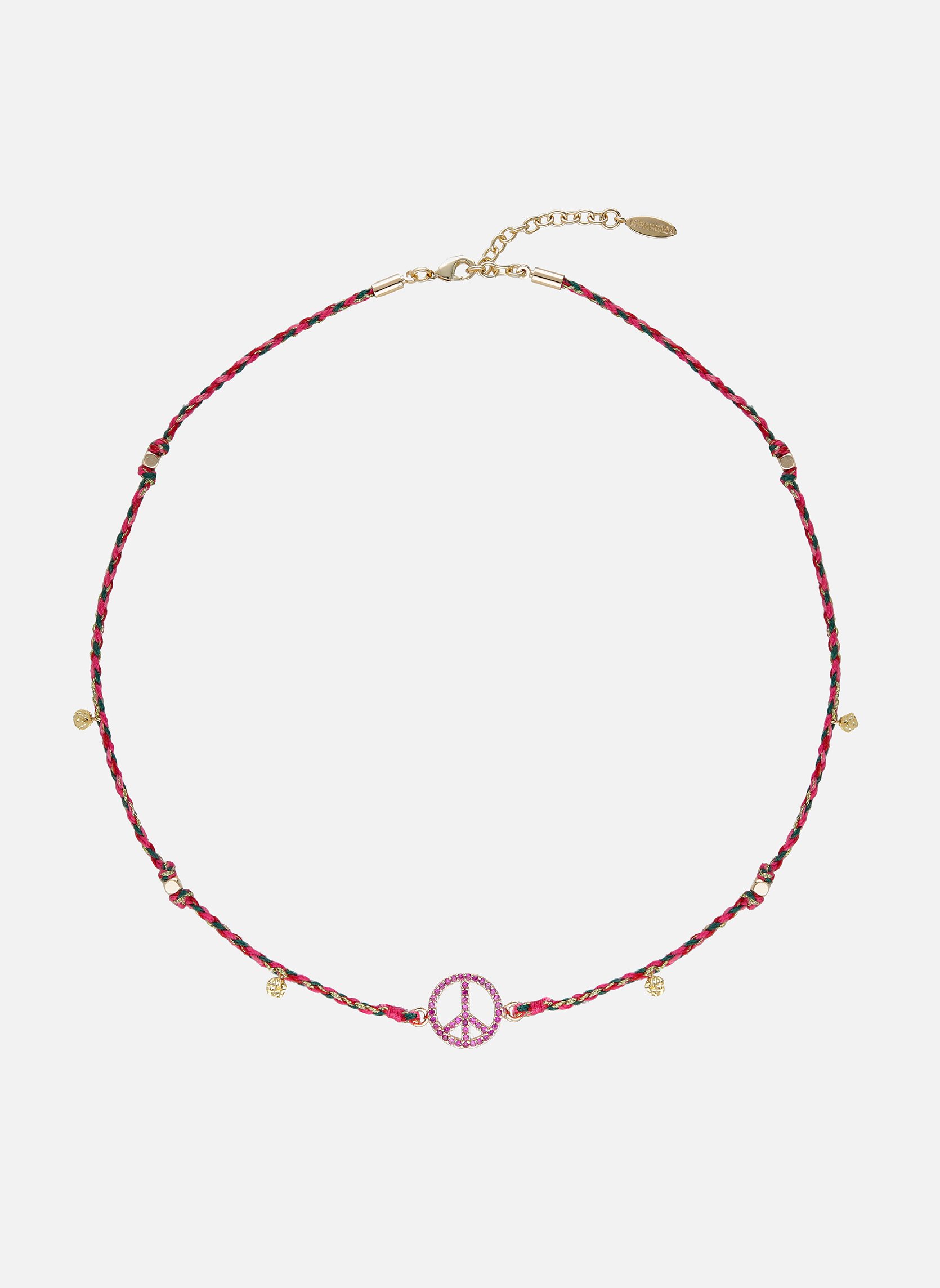 Collier avec pendentif en émail et cordon en coton bonzey HIPANEMA Rose