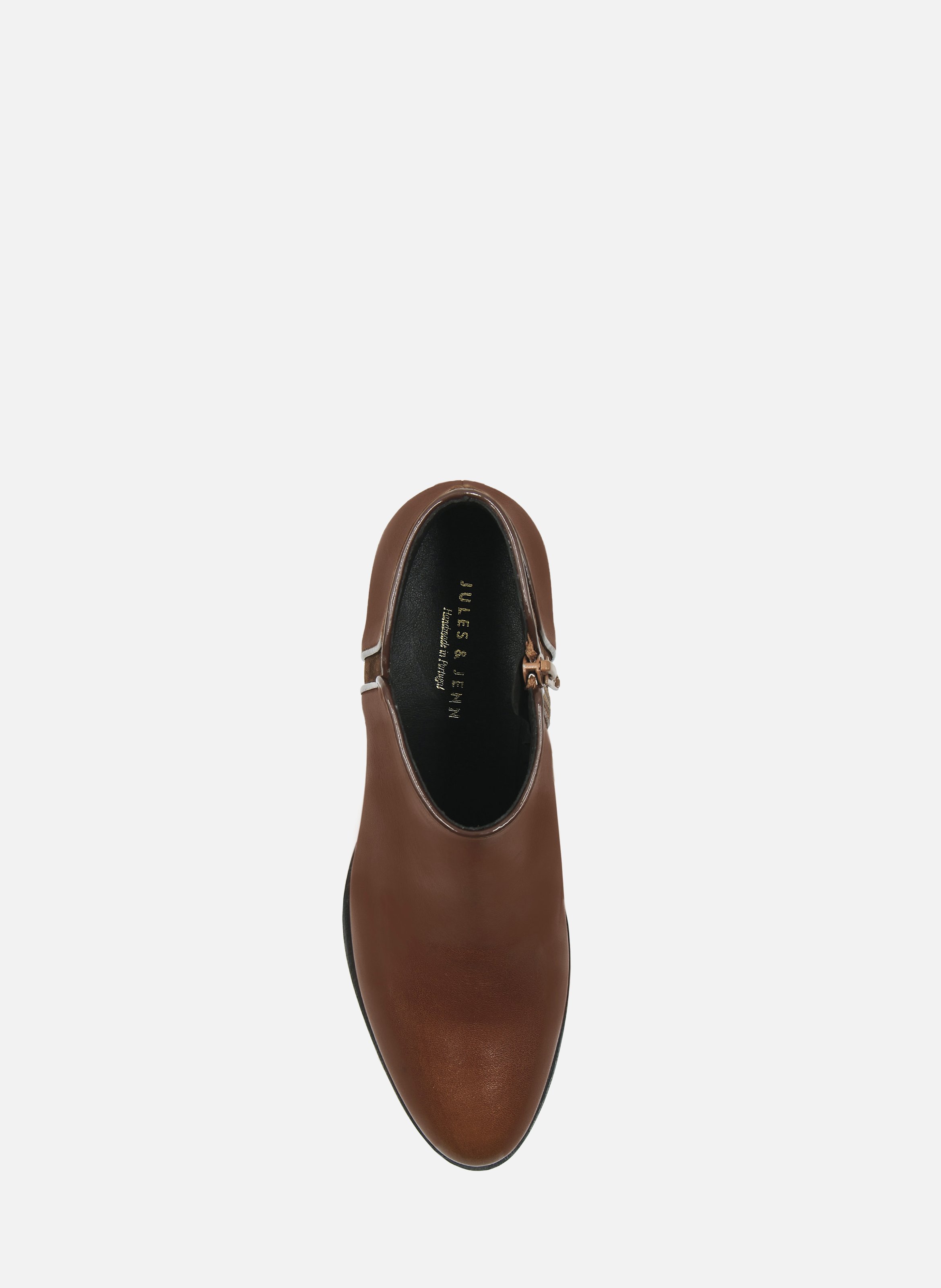 Bottine moyen talon cuir lisse JULES & JENN Marron