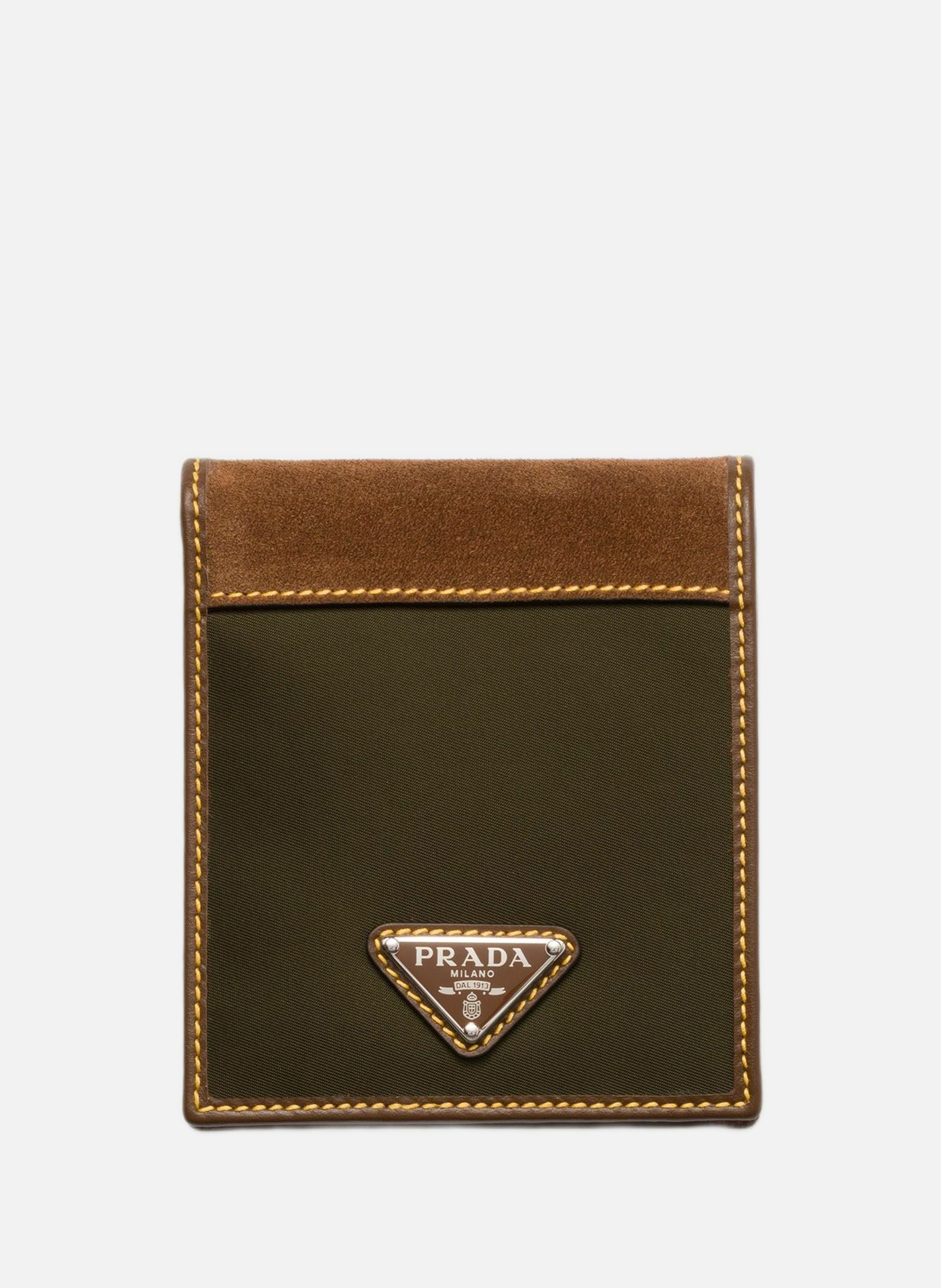 Portefeuille en re-nylon et cuir PRADA Vert