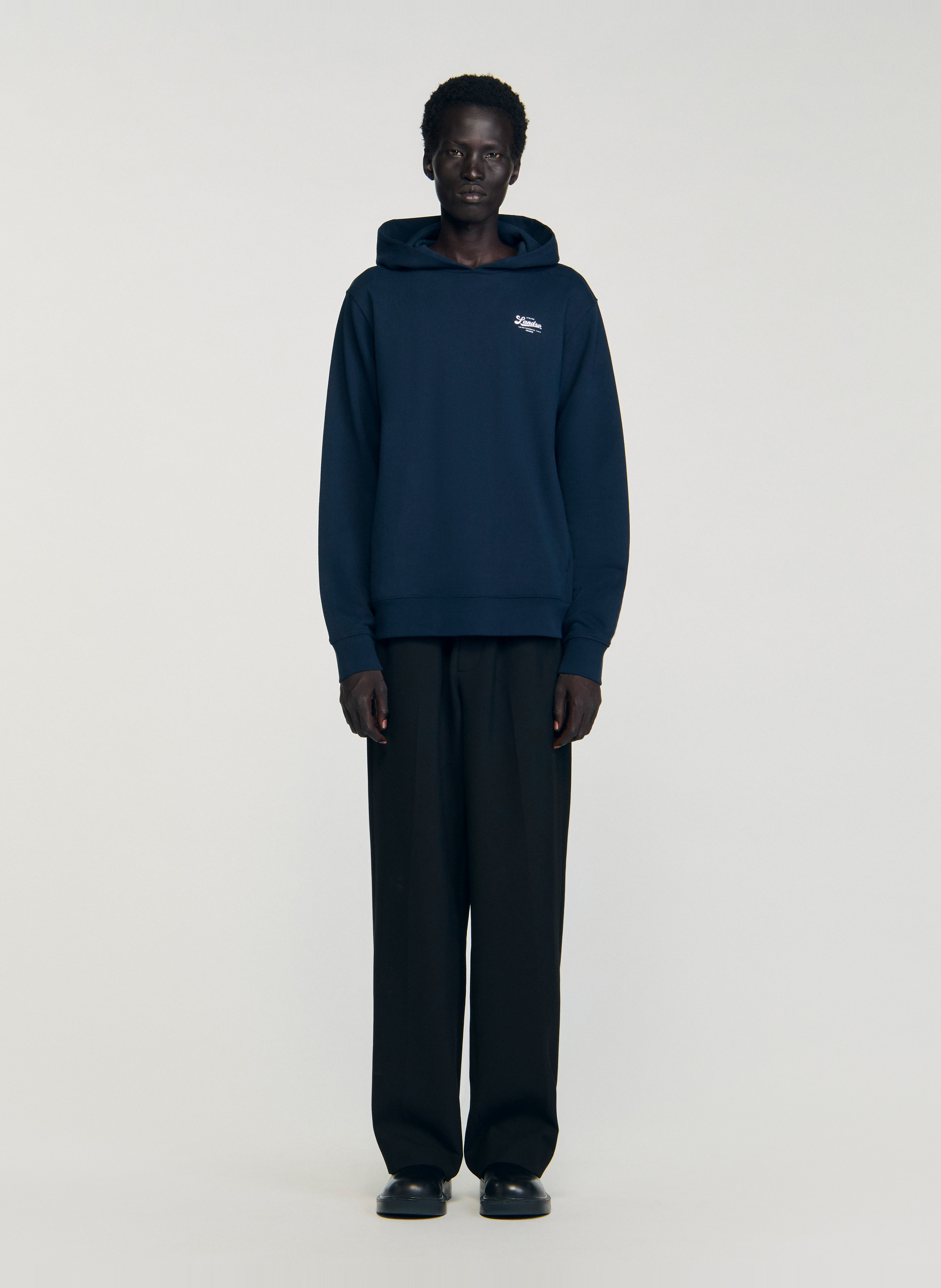 Sweat à capuche en coton SANDRO Bleu