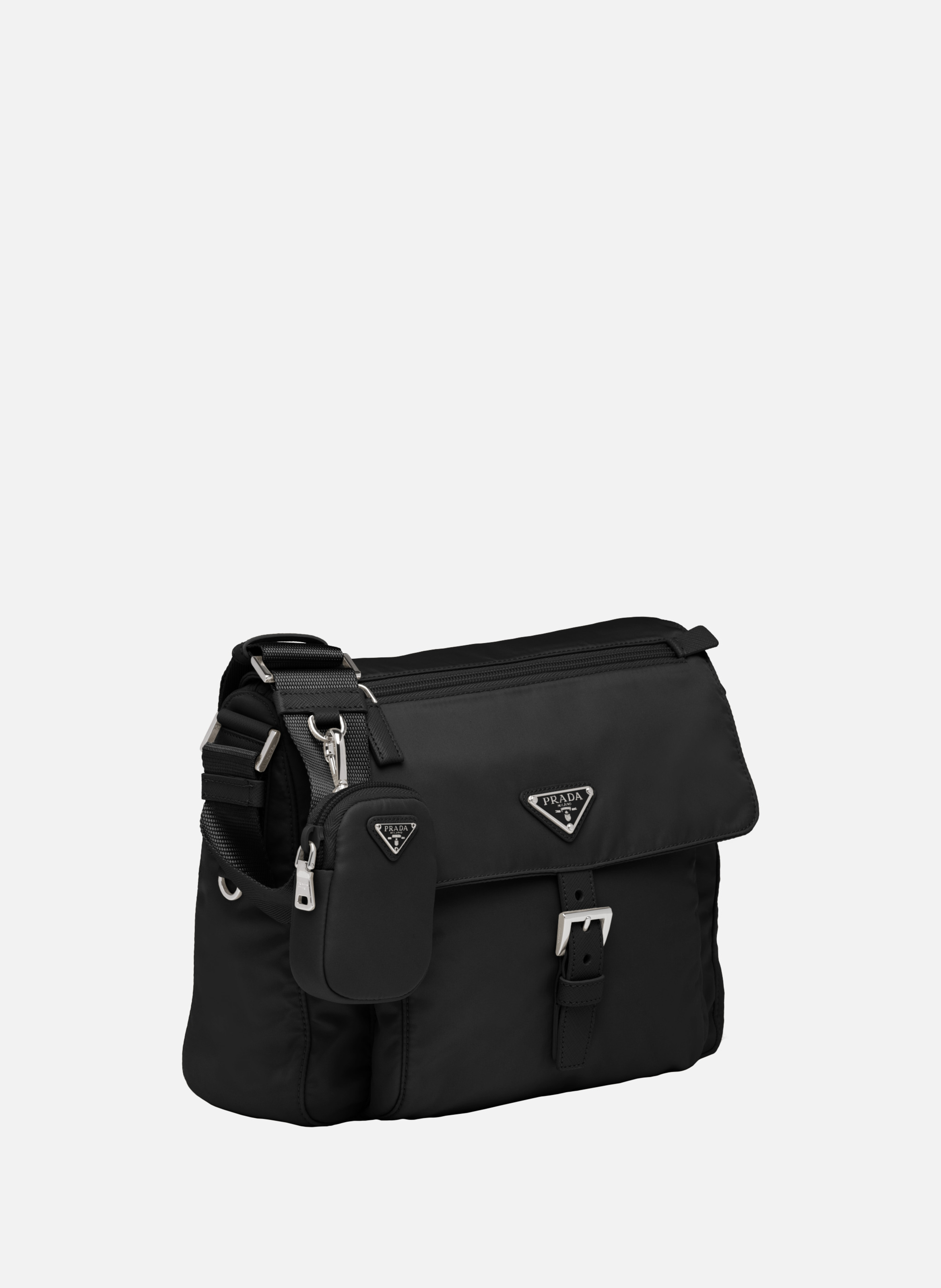 Sac porté épaule en re-nylon PRADA Noir