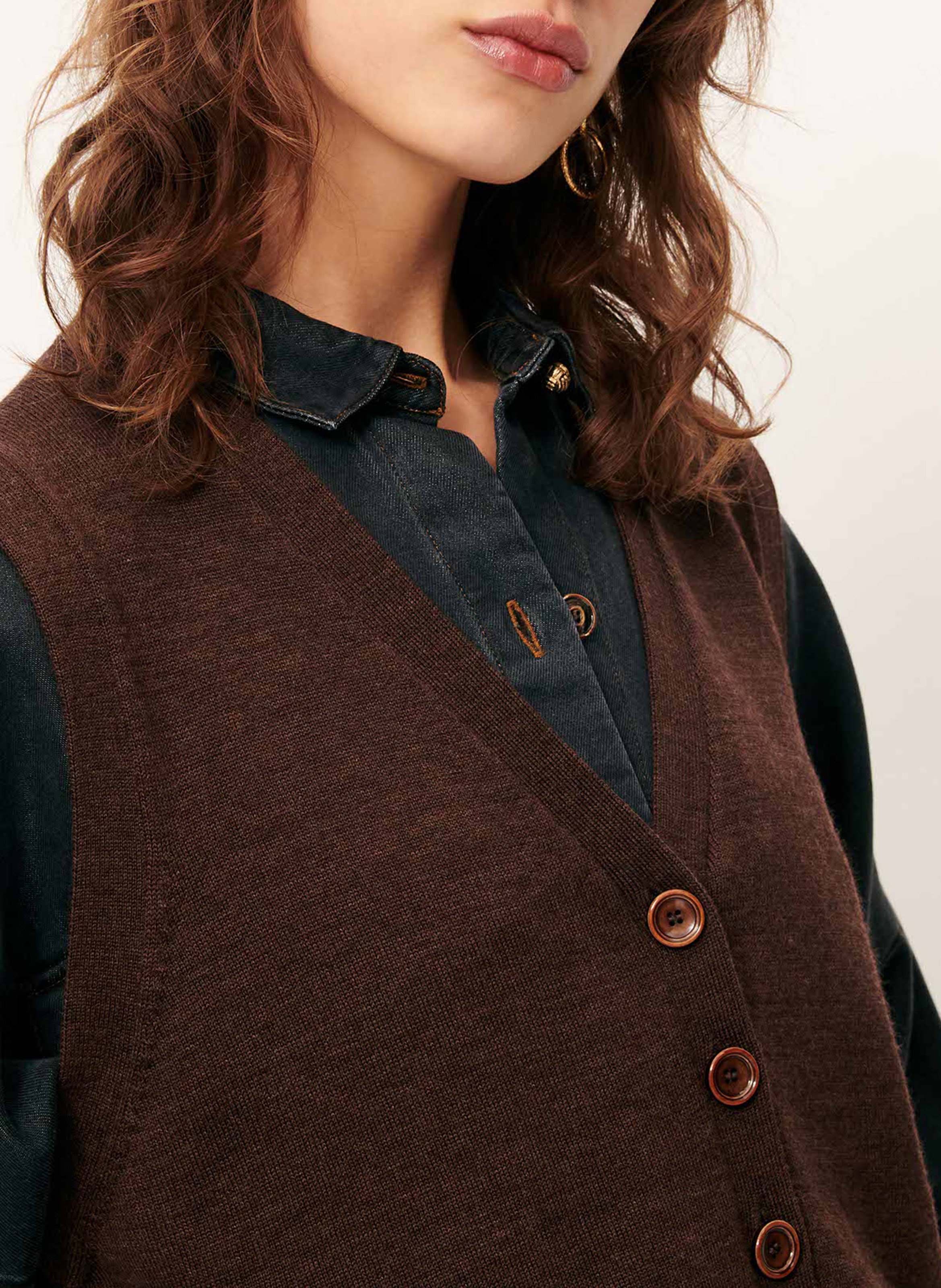 Gilet col v en laine giancarlo SESSUN Marron