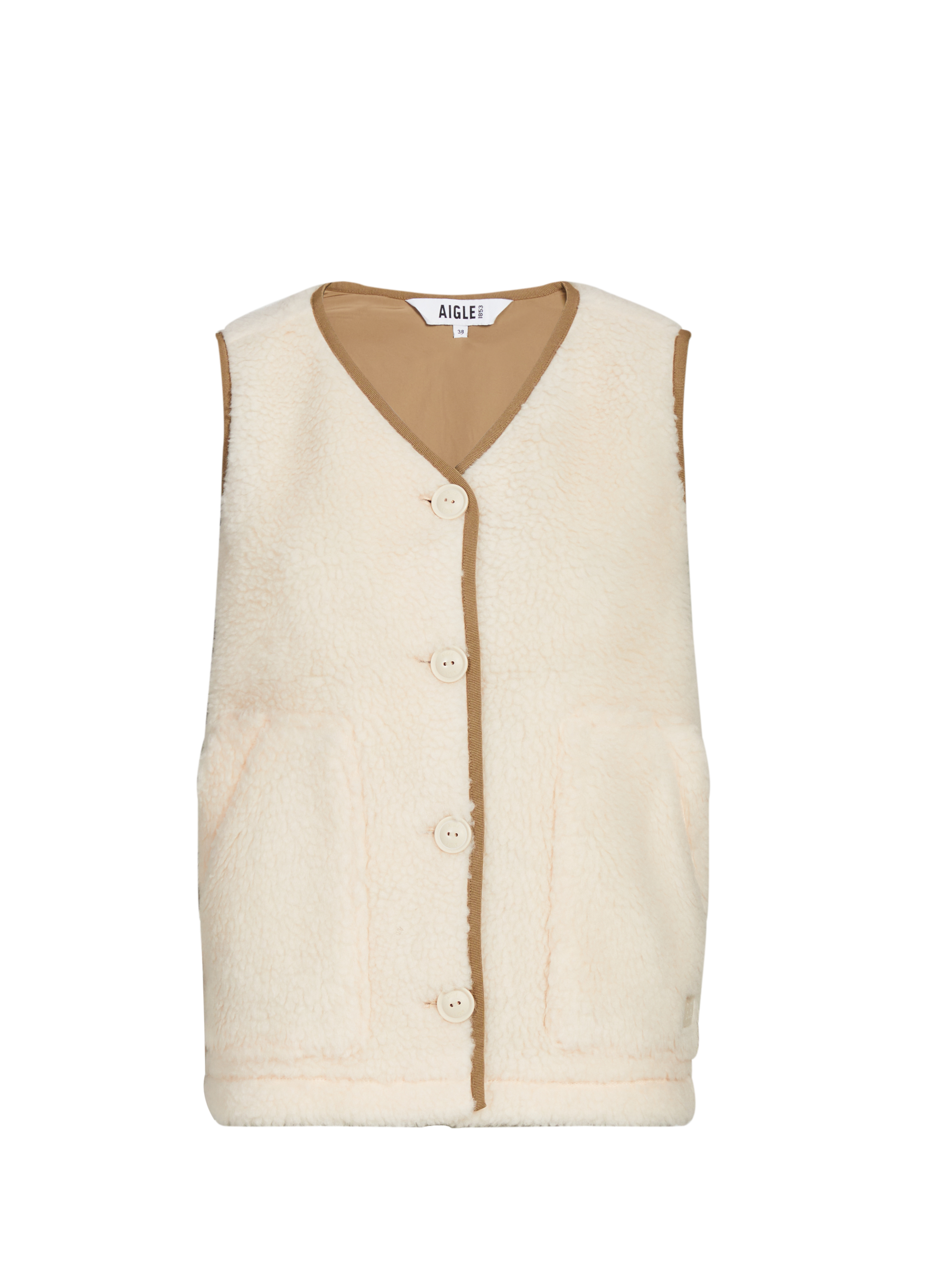 AIGLE Veste sans manches en sherpa Beige