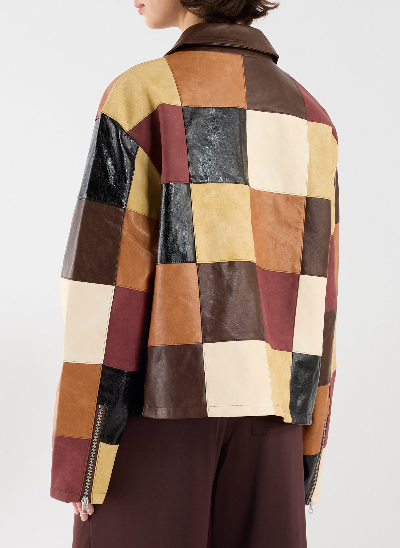 Veste col classique à carreaux TOPSHOP Marron