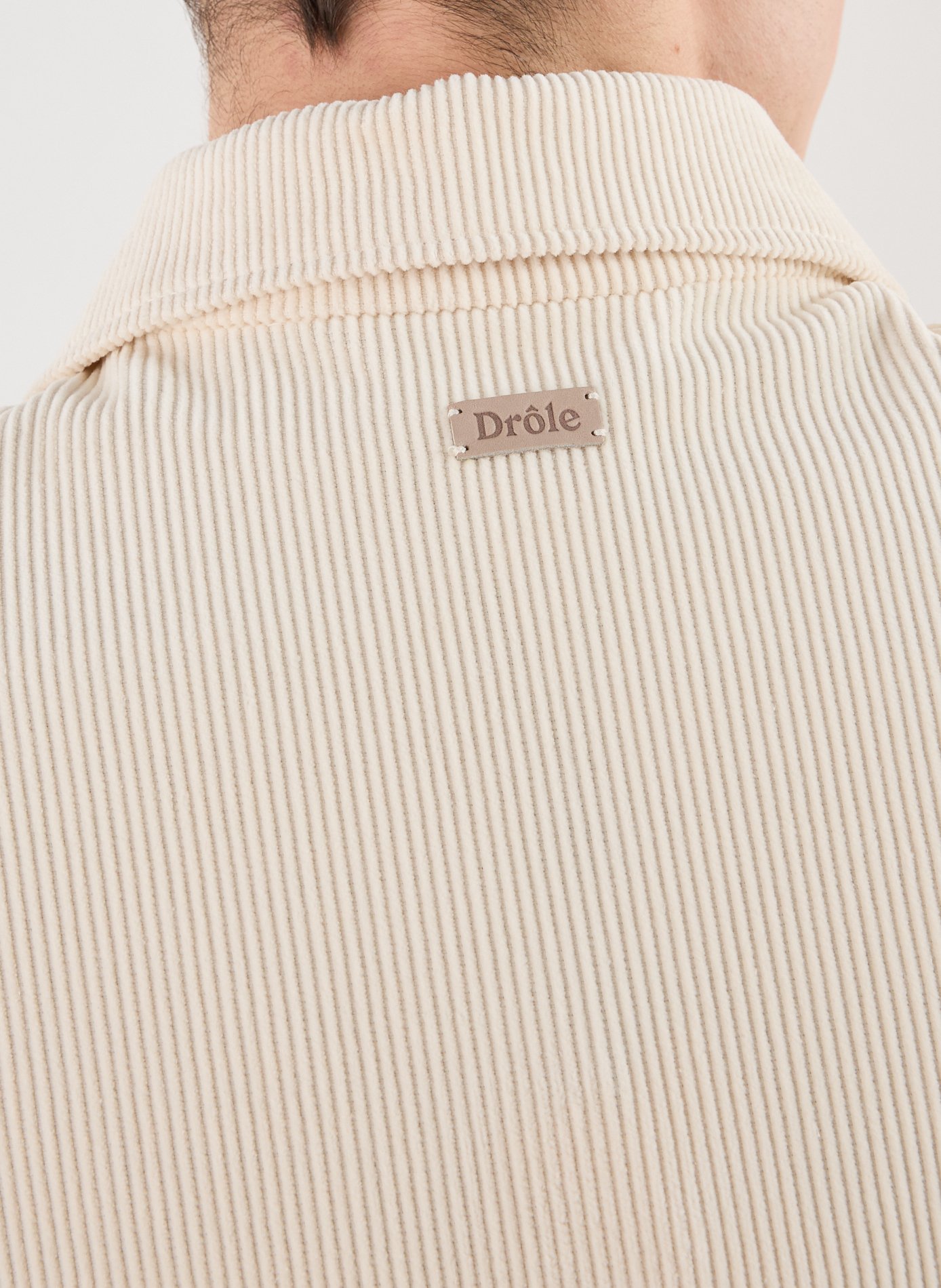 Straight velvet cotton overshirt DROLE DE MONSIEUR Beige