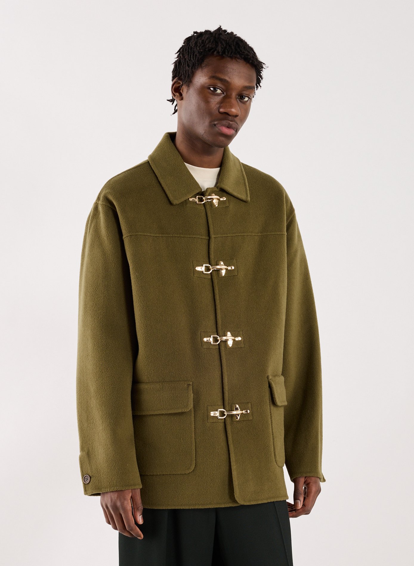 Veste Caban en laine mélangée DROLE DE MONSIEUR Kaki