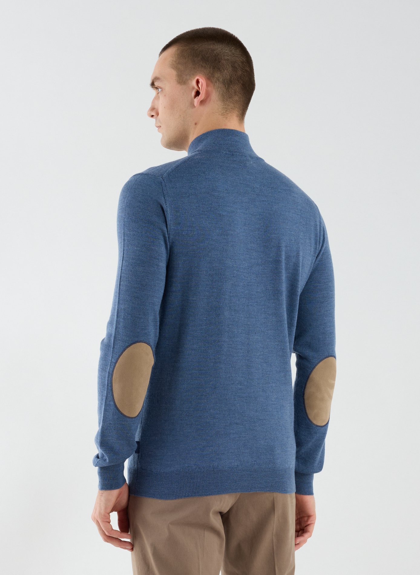 Pull col zippé en laine mérinos FACONNABLE Bleu