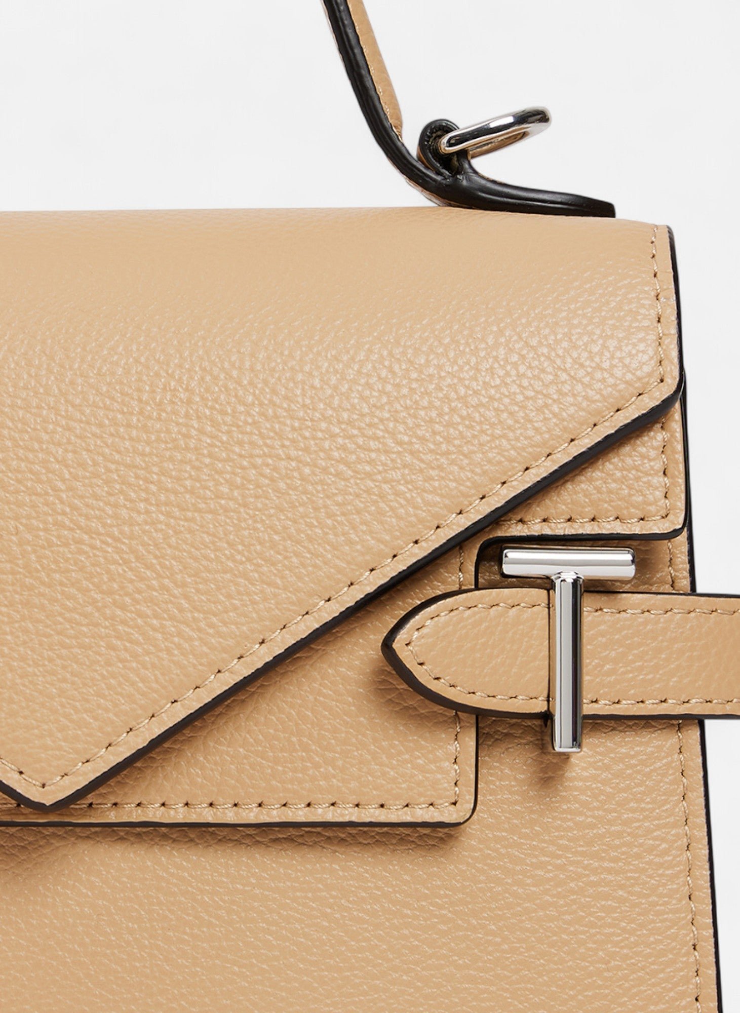 Petit sac à main double rabat emilie en cuir grainé LE TANNEUR Beige