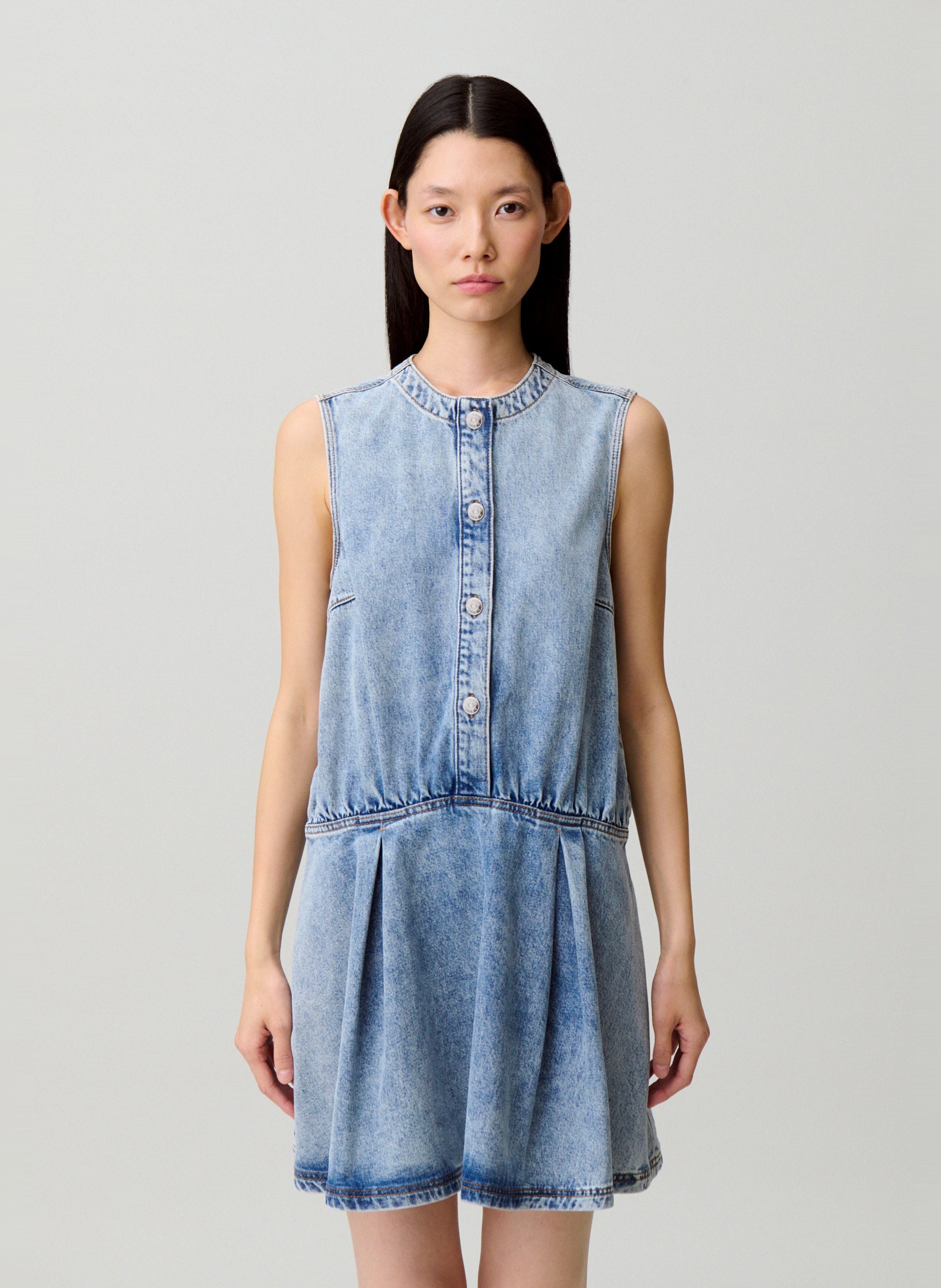 Robe en jean évasée en coton CLAUDIE PIERLOT Bleu
