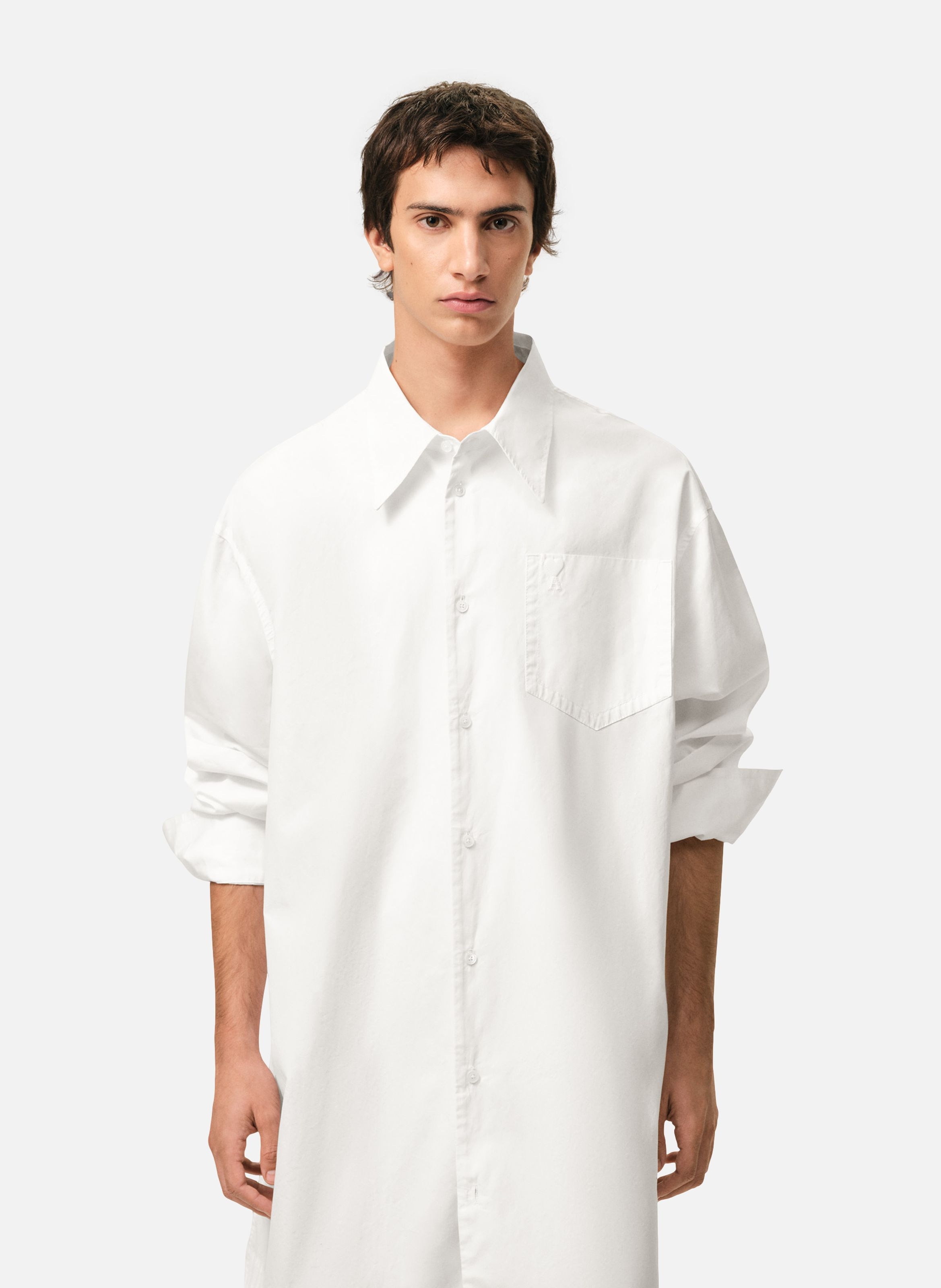 Chemise large ami de coeur unisexe en coton AMI PARIS Blanc