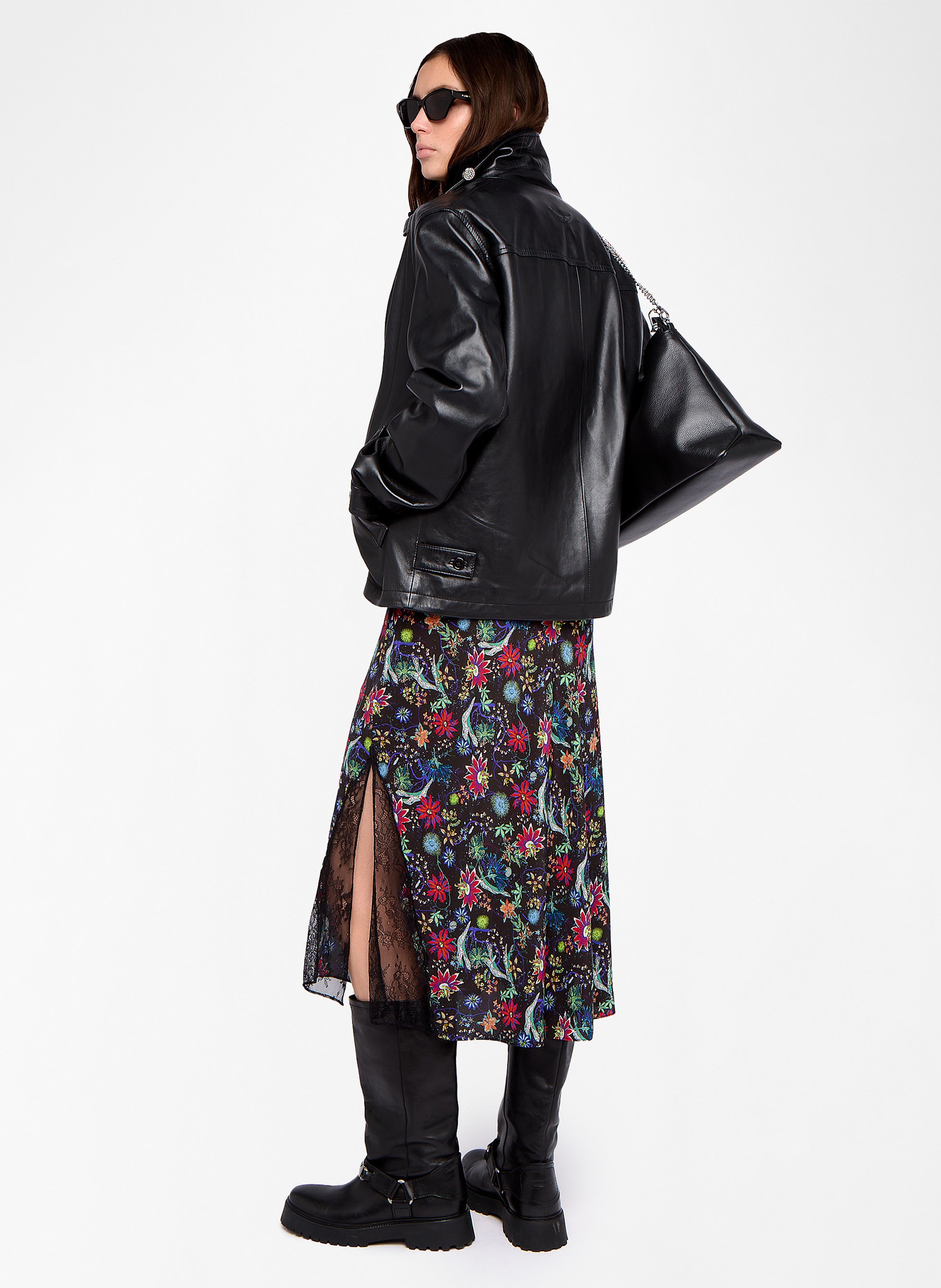 Jupe midi fluide fendue imprimée jayla ZADIG&VOLTAIRE Bleu