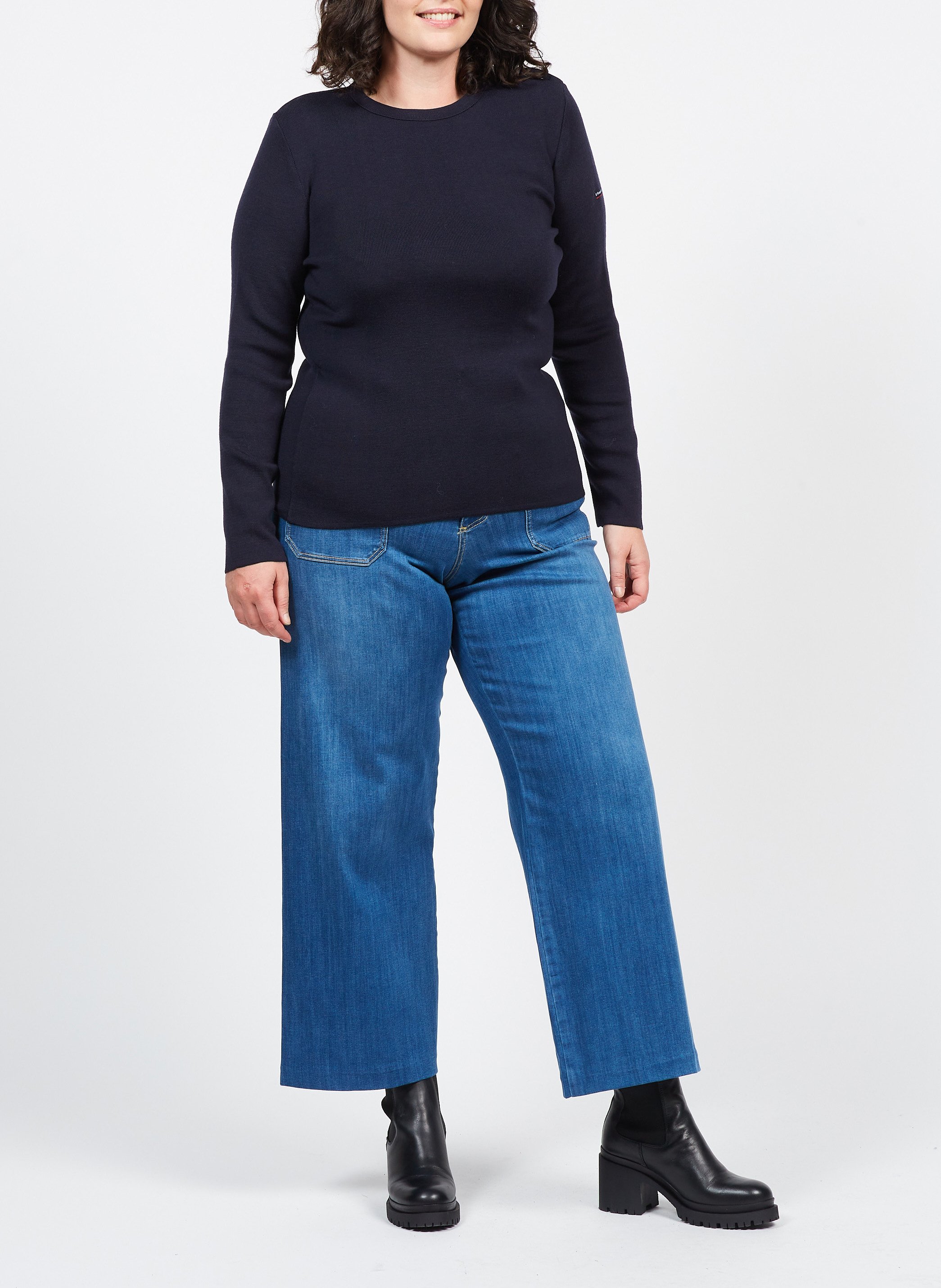 Pull col rond rayé en laine briac ARMOR-LUX Bleu