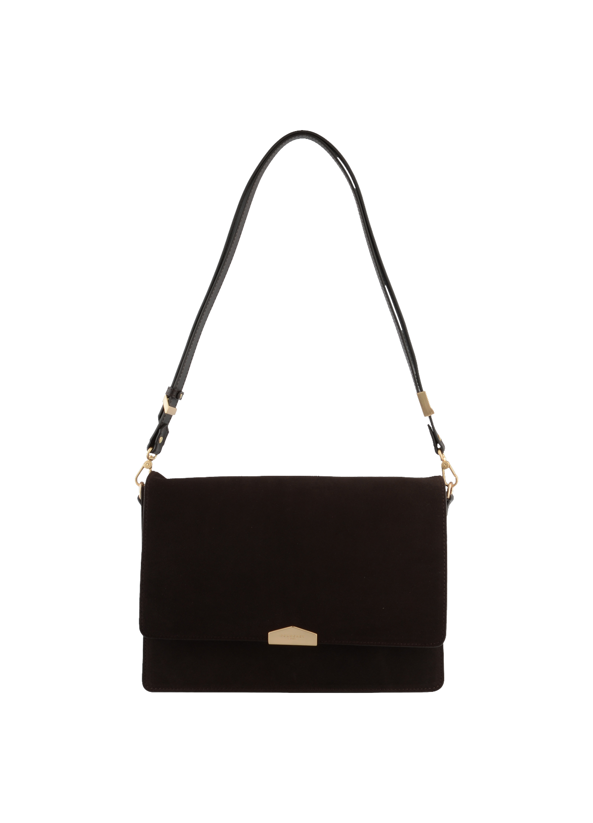 Anjou Daim | Sac porté épaule MM en suede / cuir POURCHET Marron