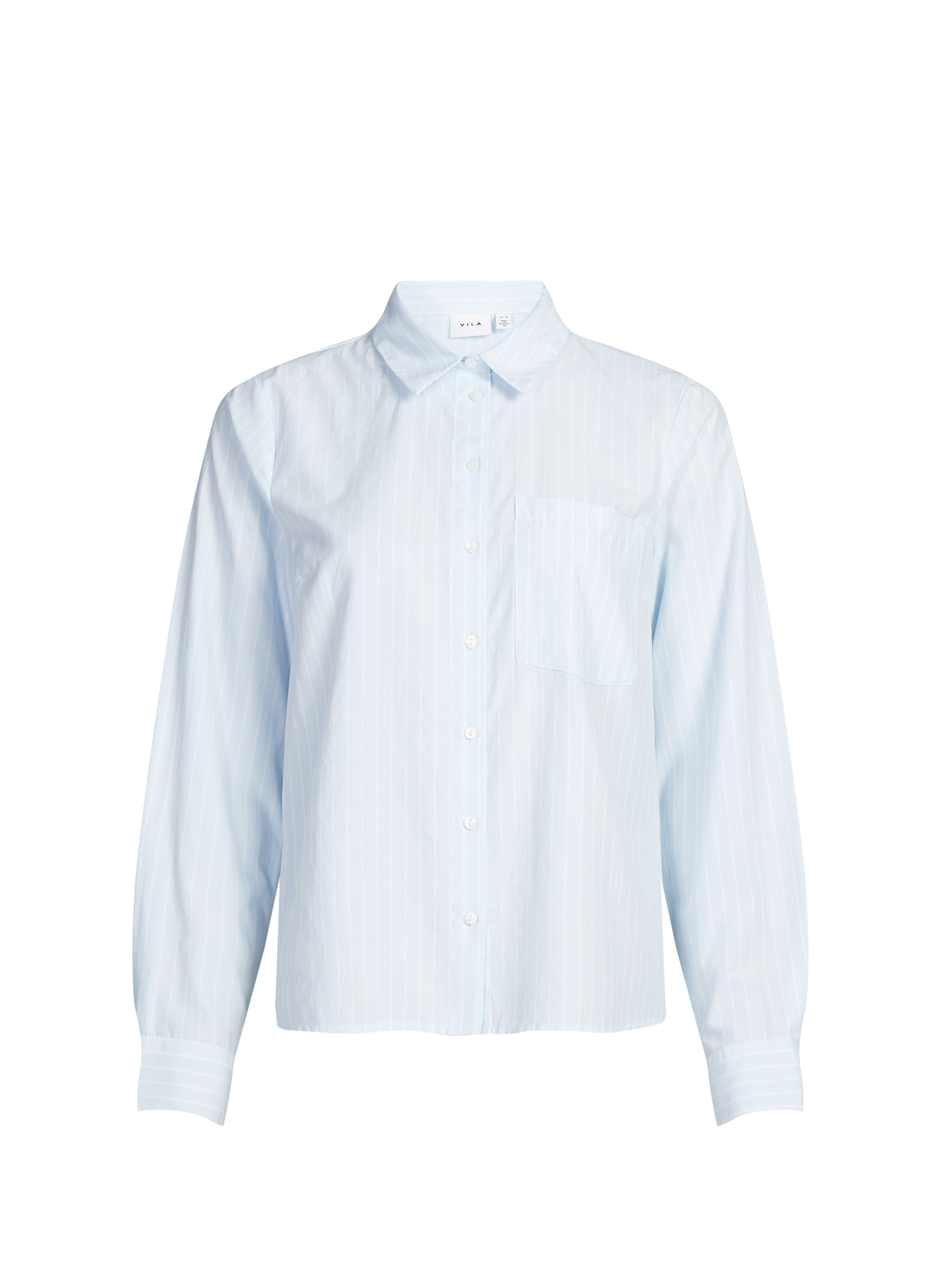 Chemise droite à col classique en coton mélangé VILA Bleu