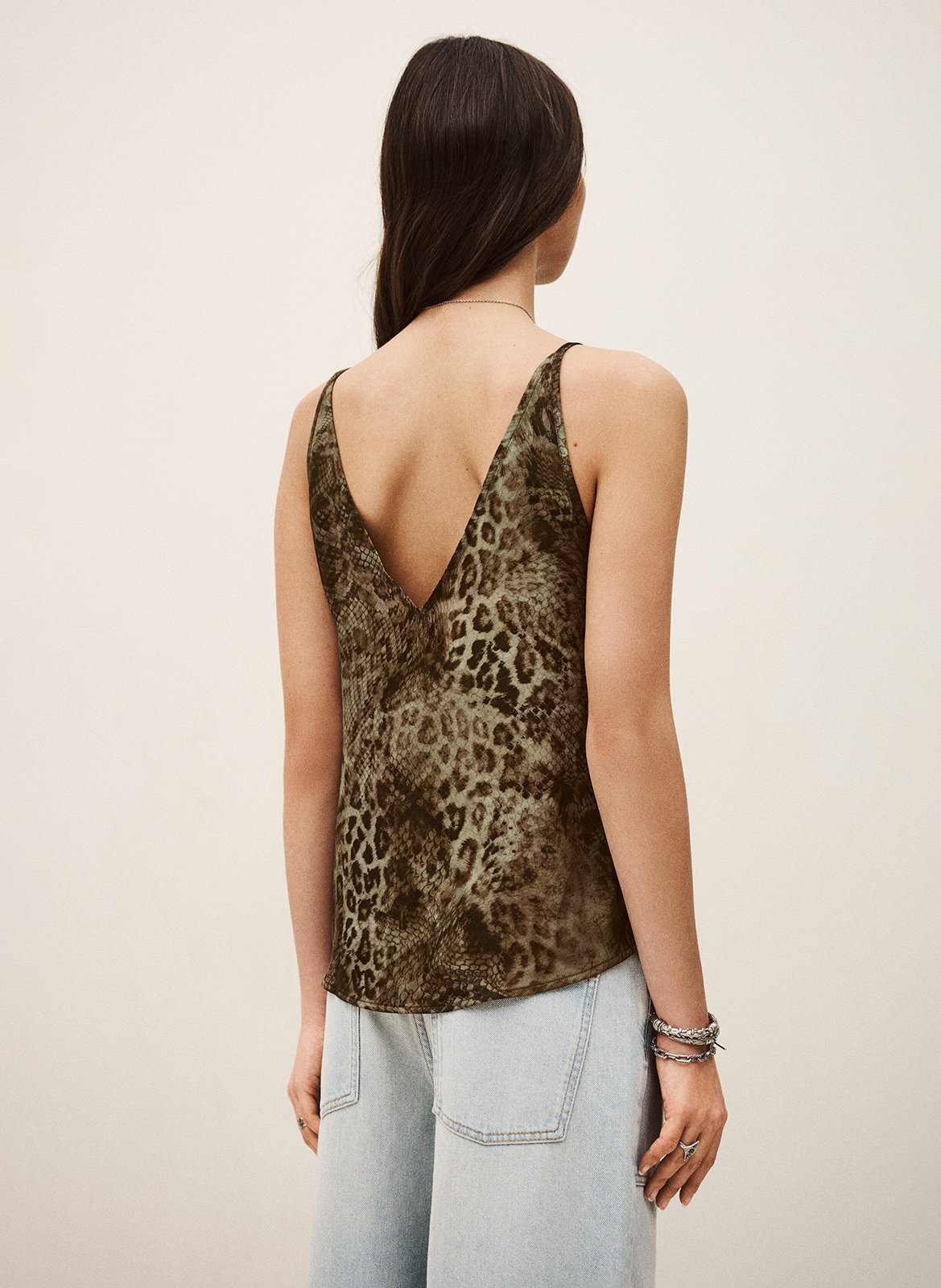 Top droit col rond imprimé cigue BA&SH Kaki